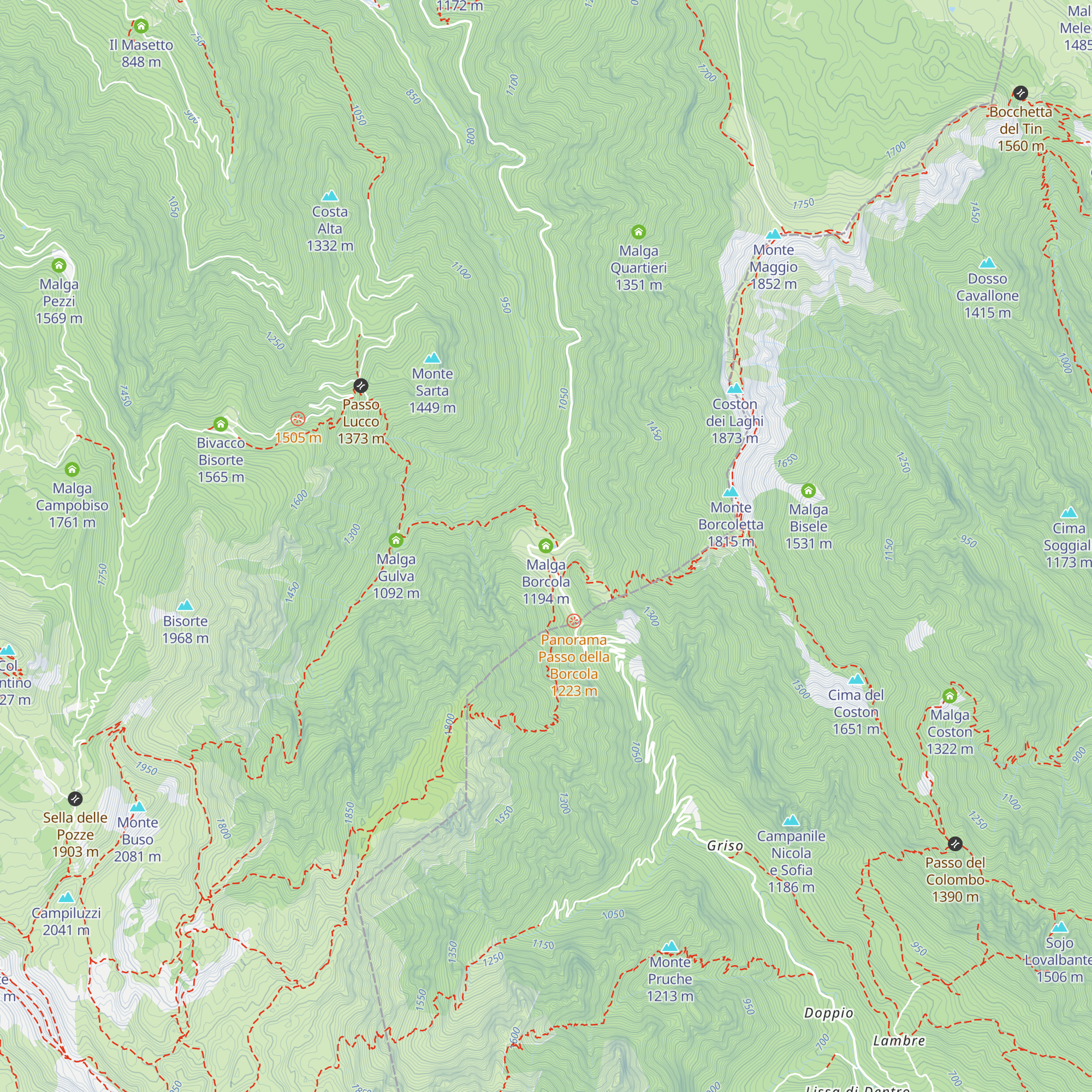 Malga Borcola map