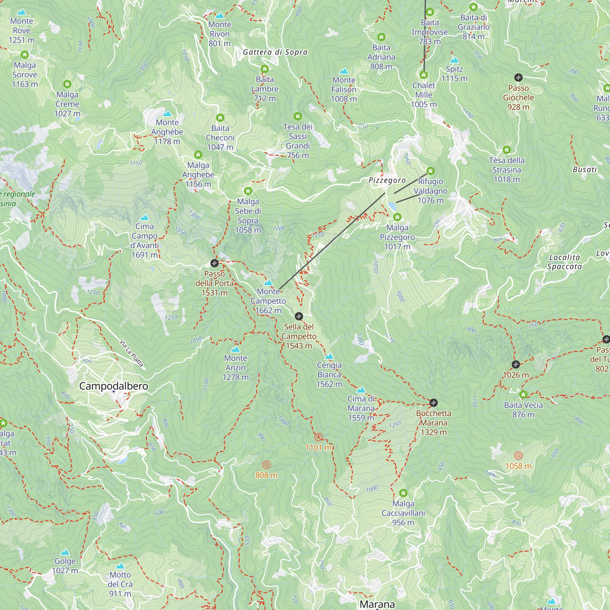 Malga Campetto map