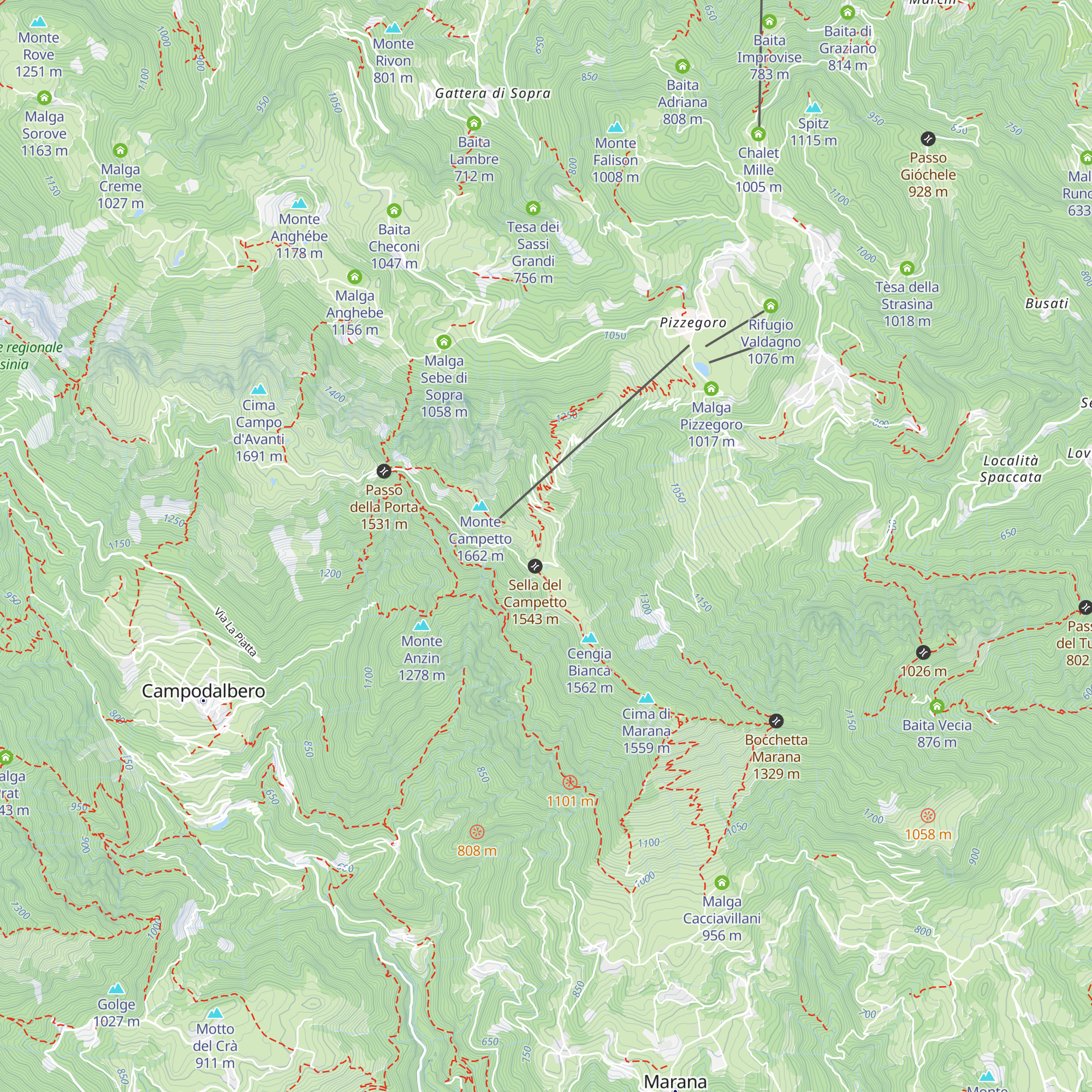 Malga Campetto map