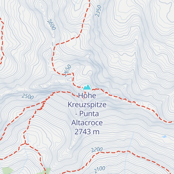 Map of Hohe Kreuzspitze - Punta Altacroce
