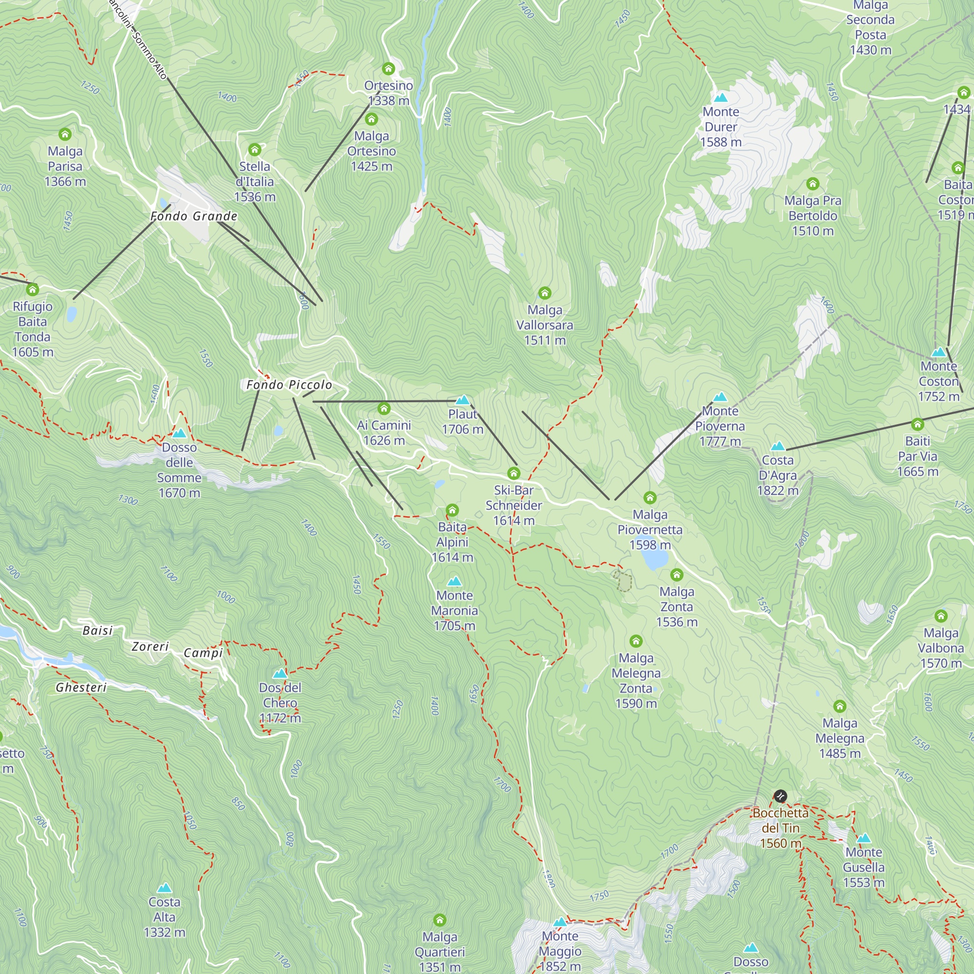 Malga Coe map