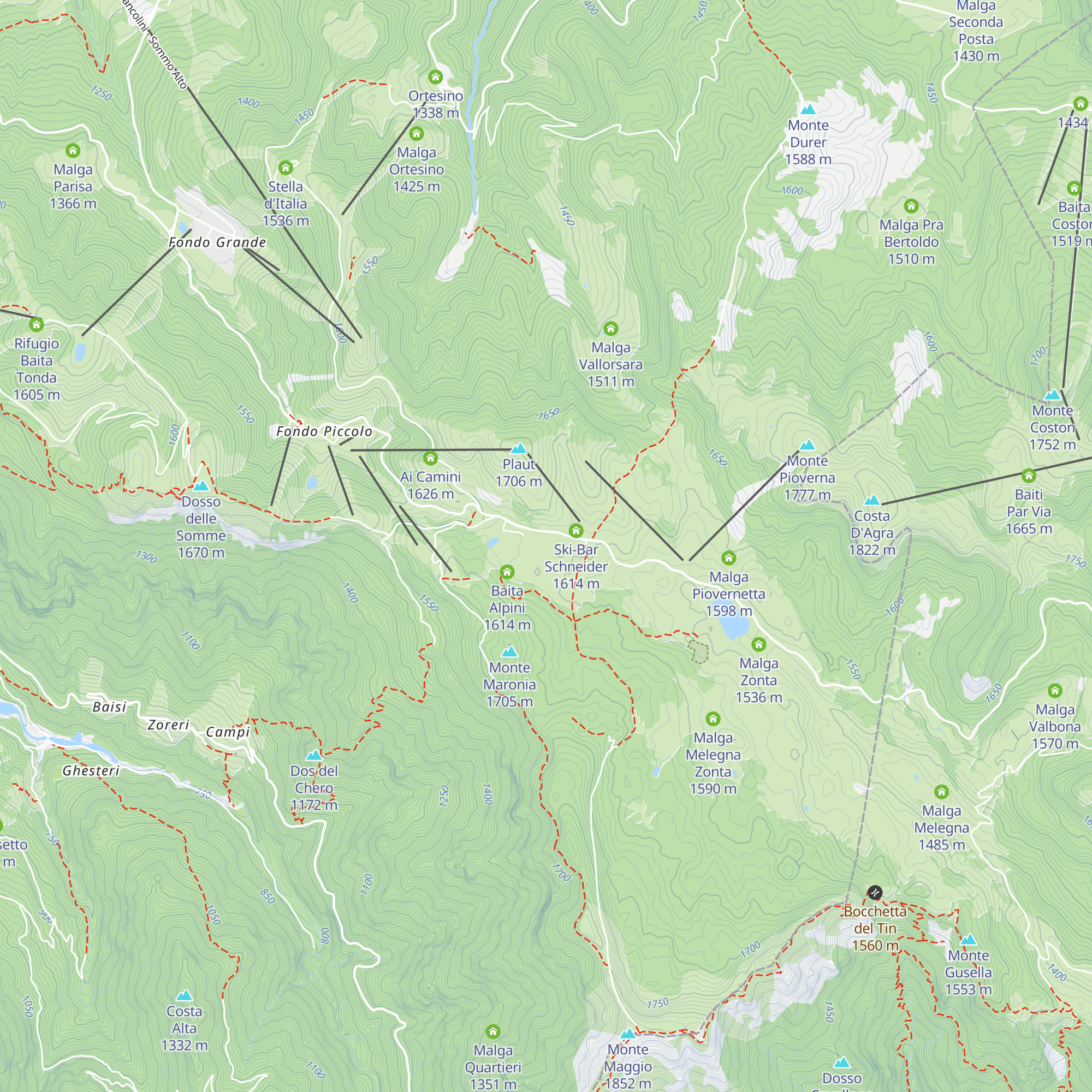 Malga Coe map