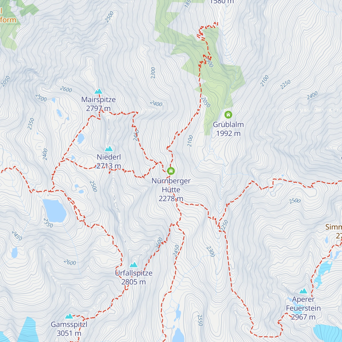 Nürnberger Hütte map