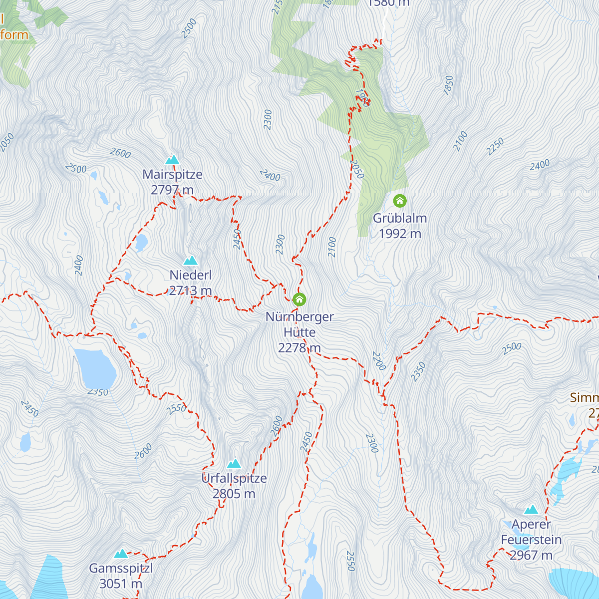 Nürnberger Hütte map