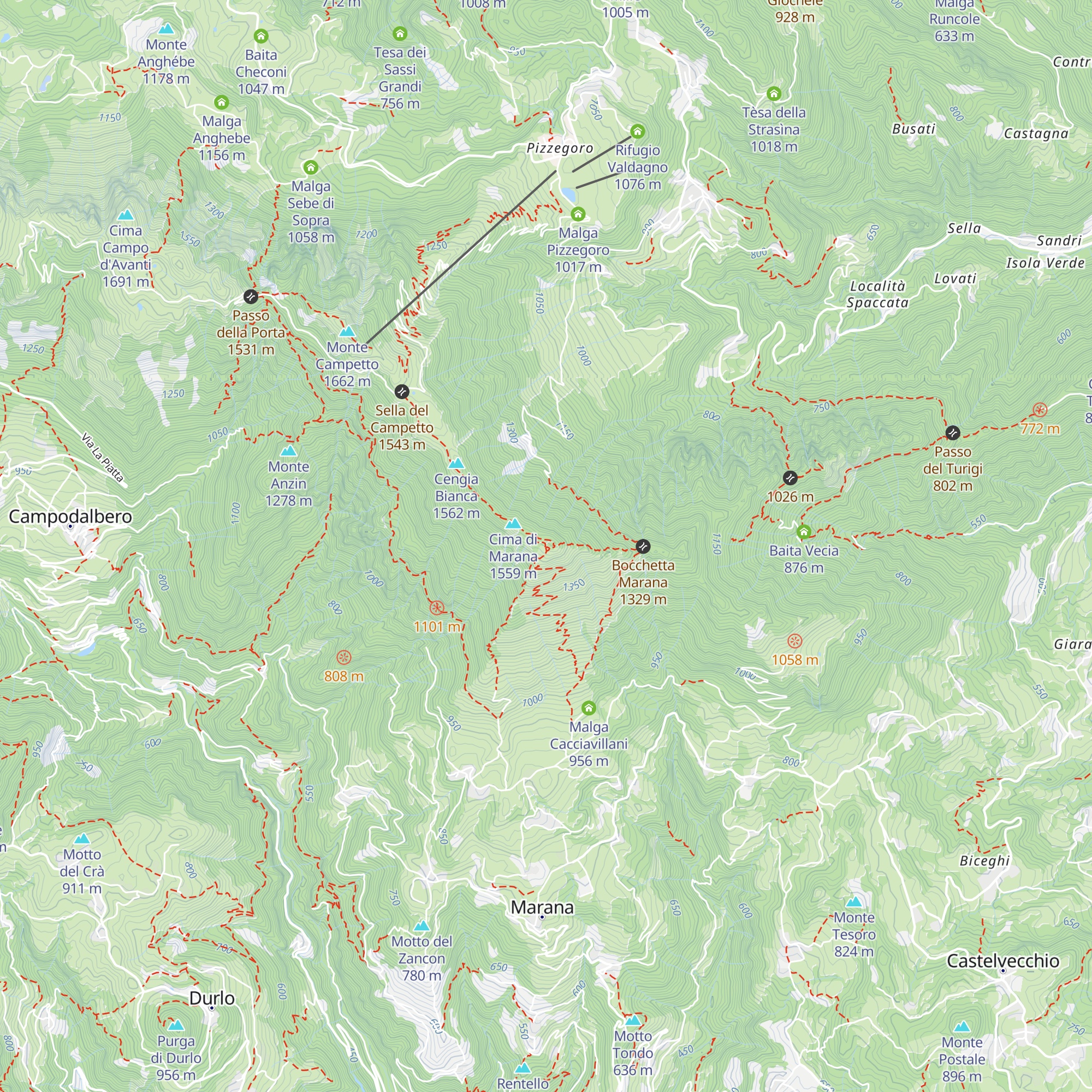 Bivacco Cima Marana map