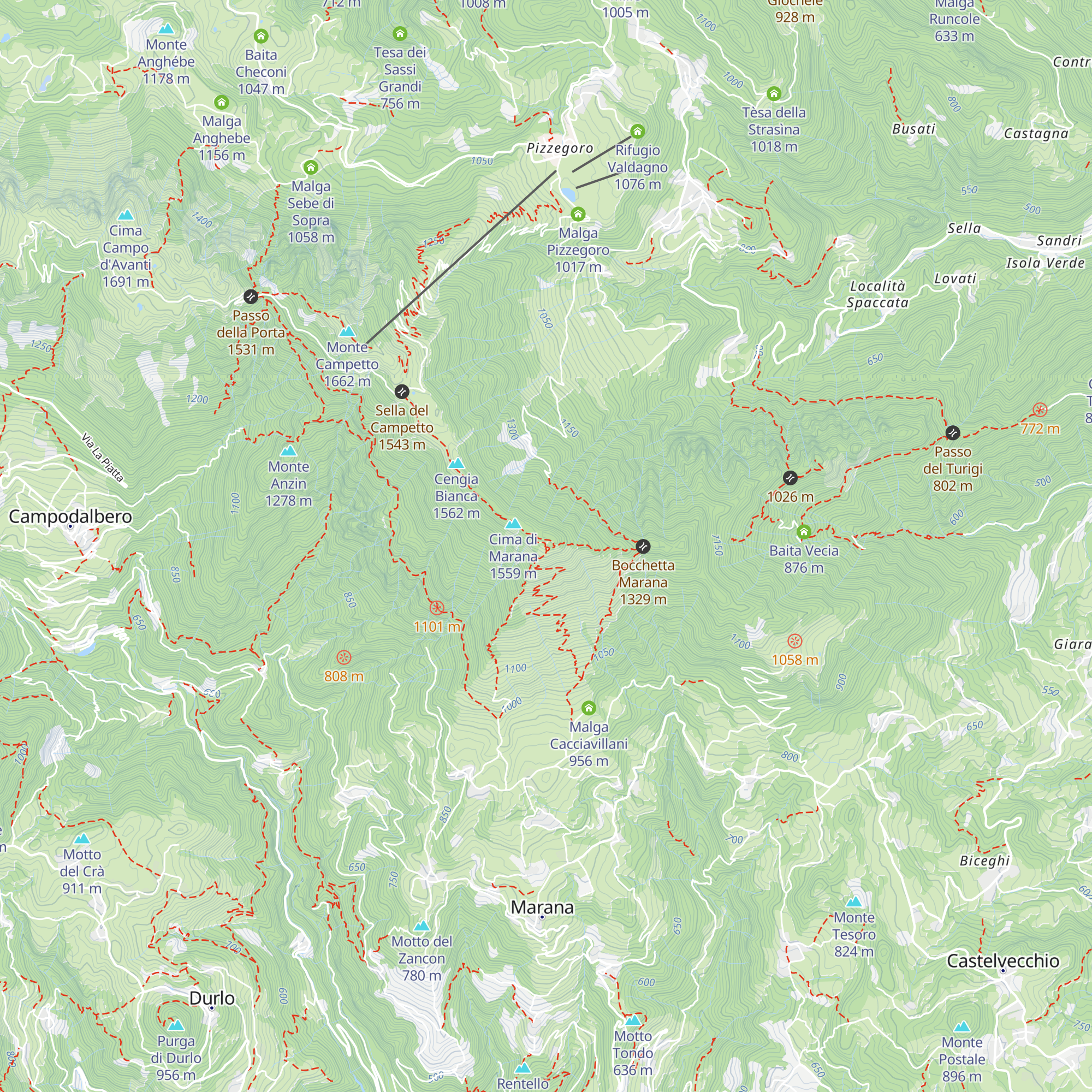 Bivacco Cima Marana map