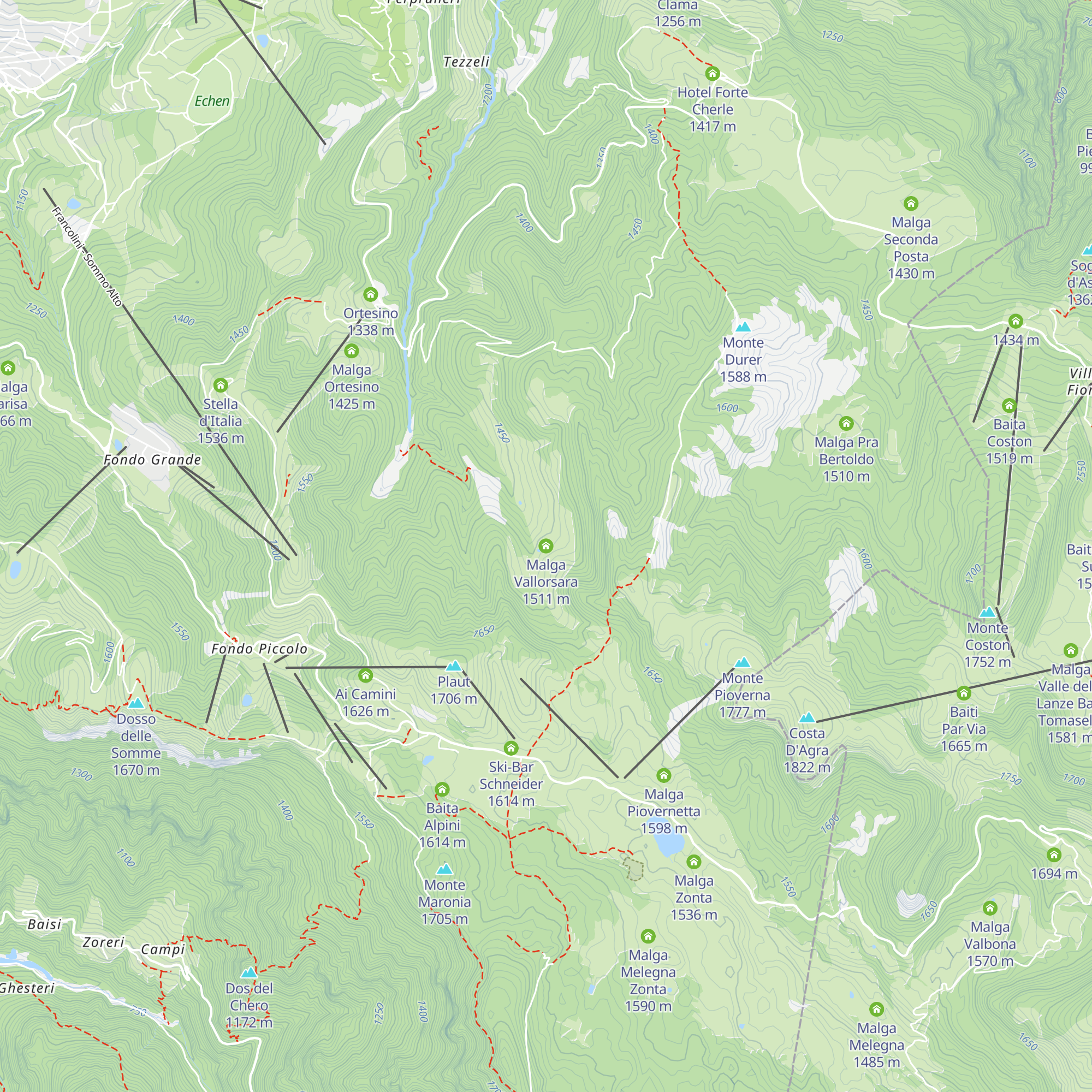 Malga Vallorsara map