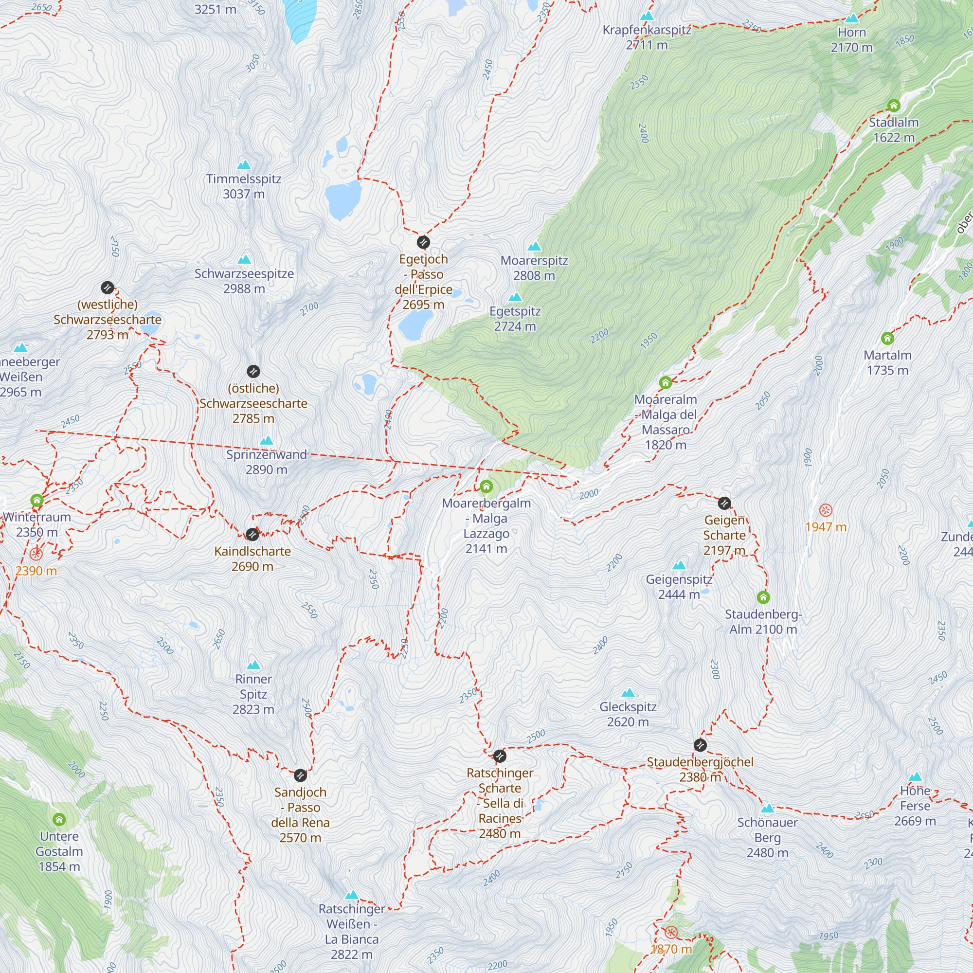 Moarerbergalm - Malga Lazzago map