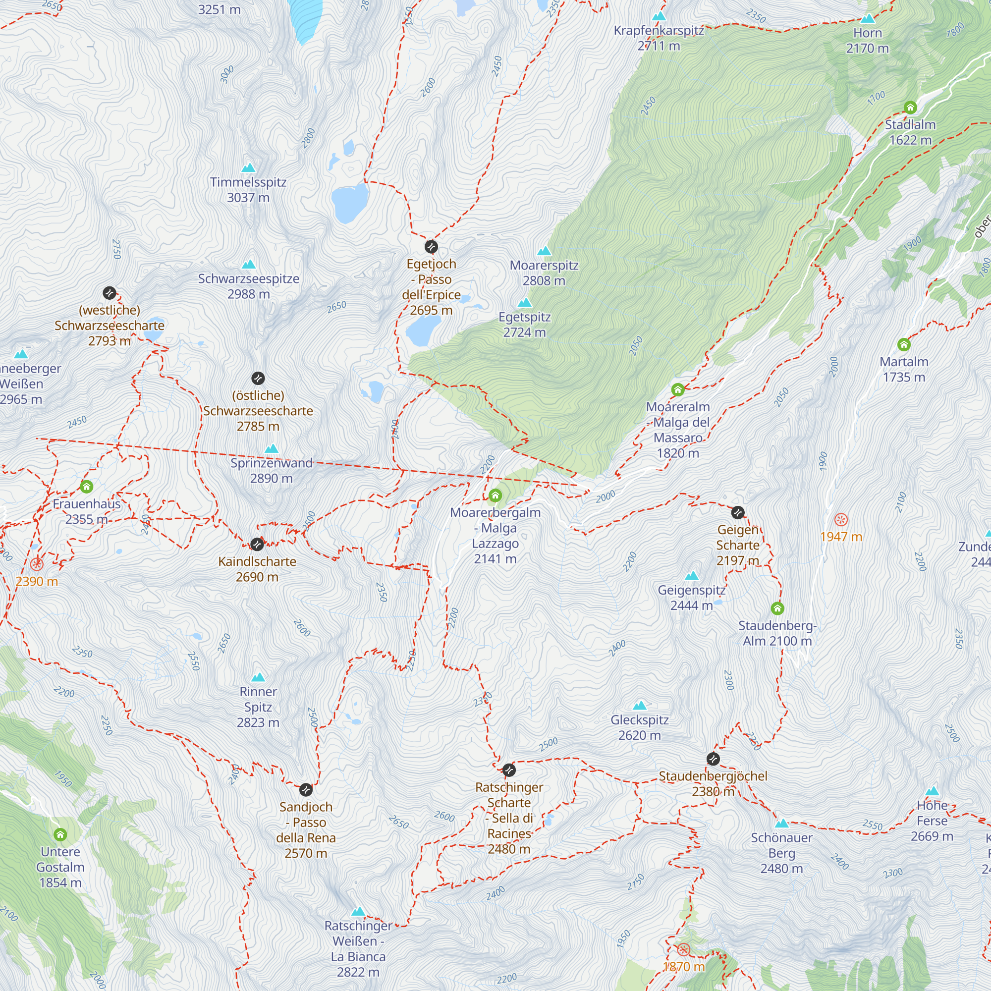 Moarerbergalm - Malga Lazzago map