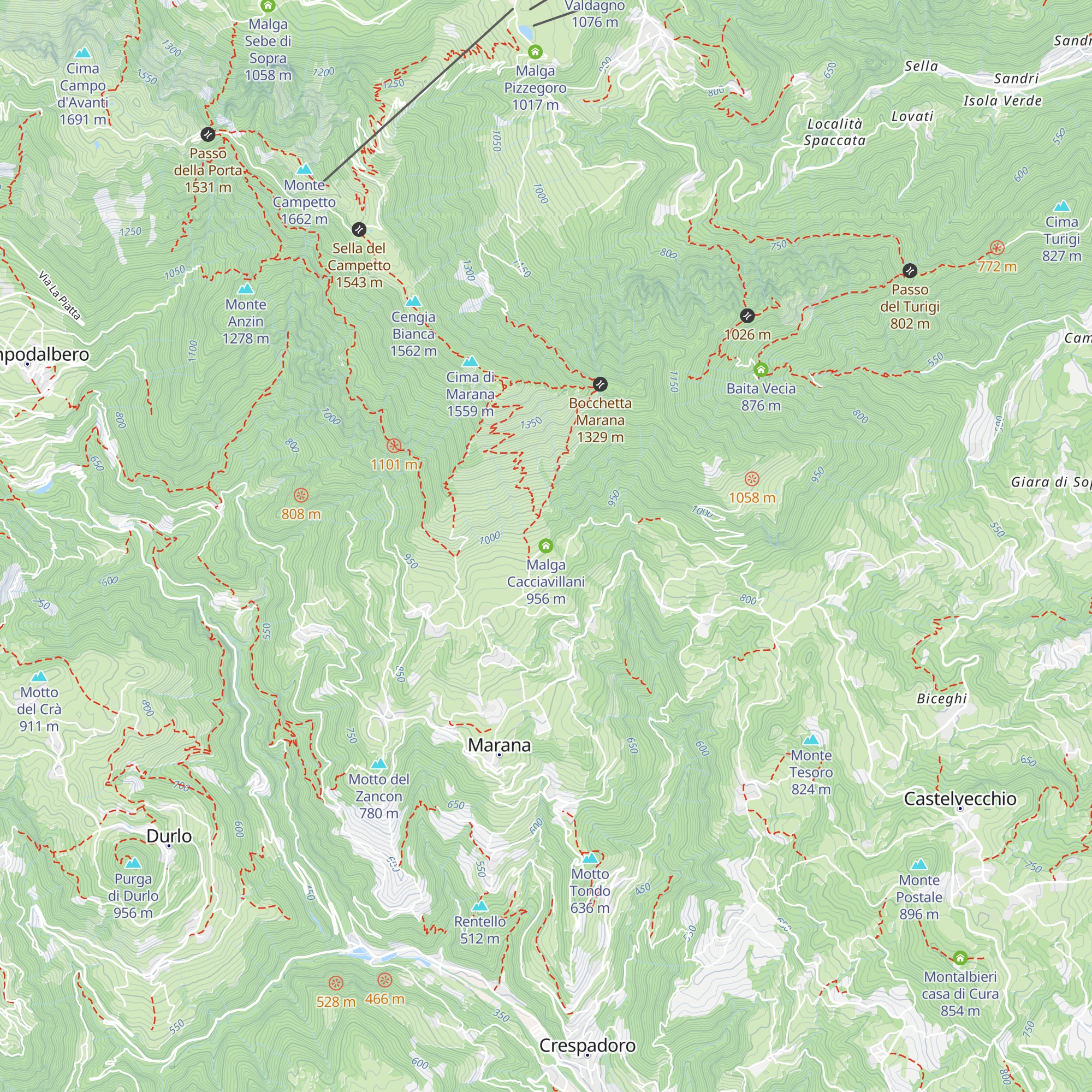 Malga Cacciavillani map