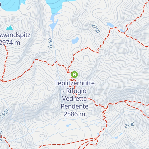 Map of Teplitzerhütte - Rifugio Vedretta Pendente
