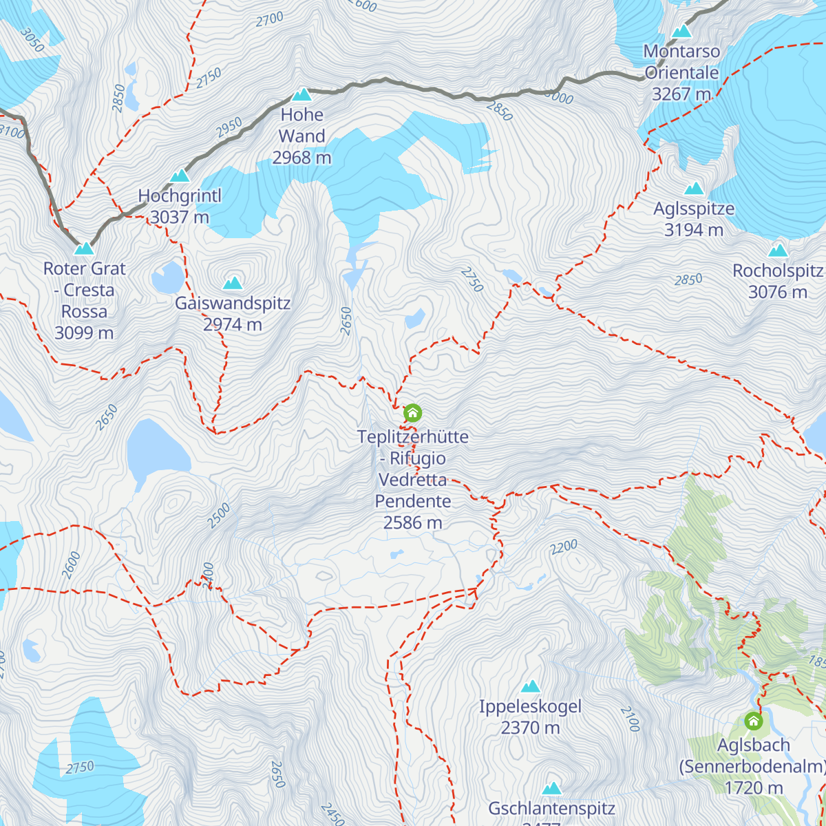 Teplitzerhütte - Rifugio Vedretta Pendente map