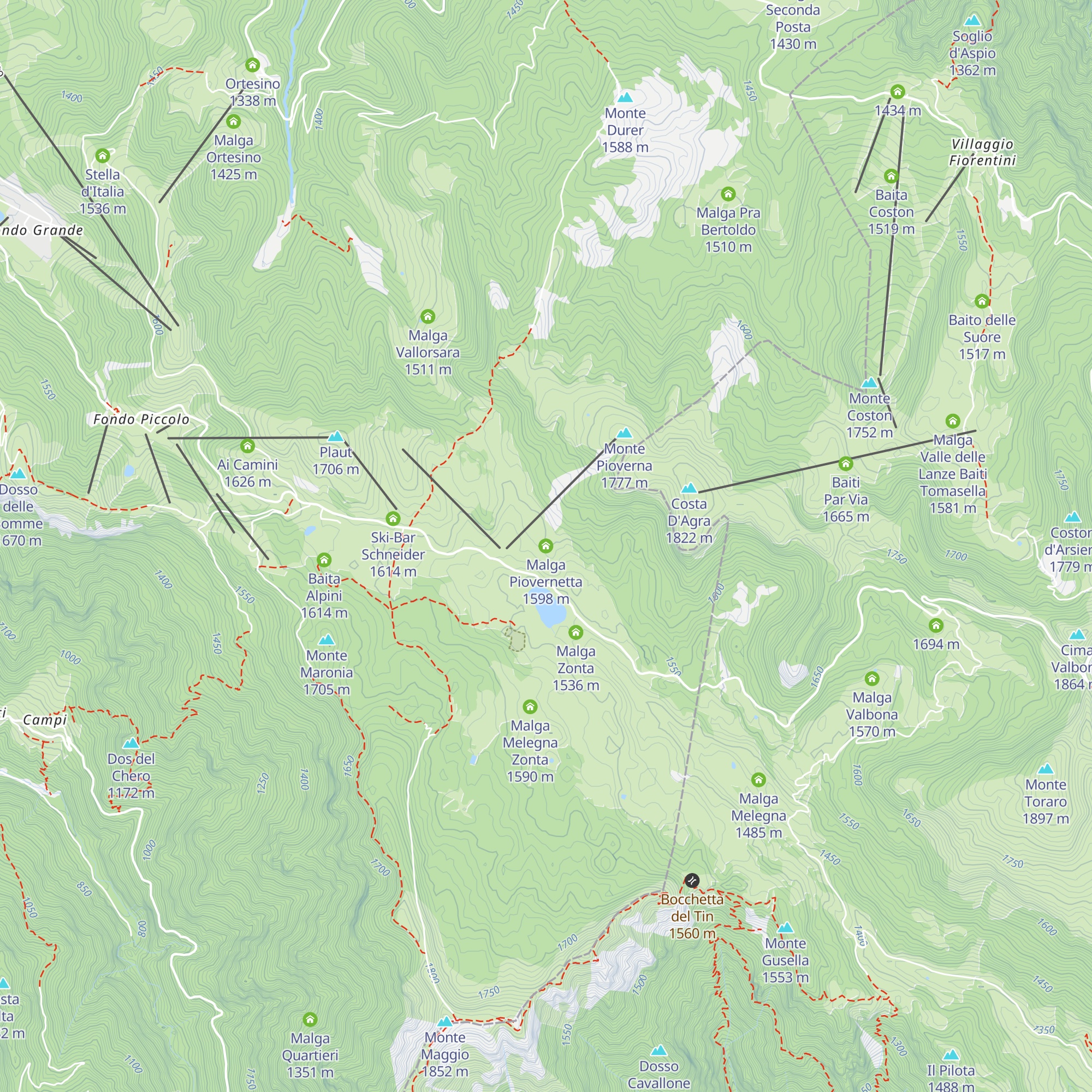 Malga Piovernetta map