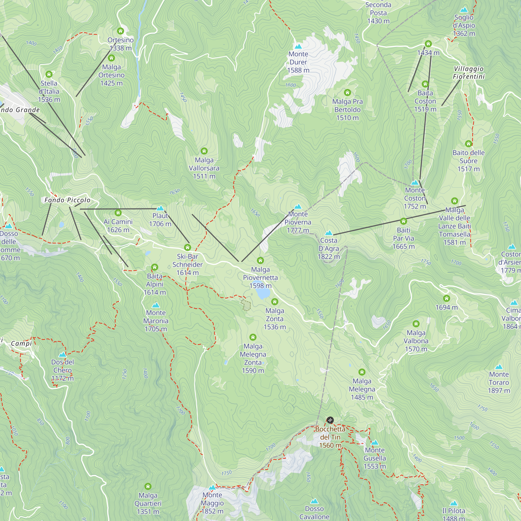Malga Piovernetta map