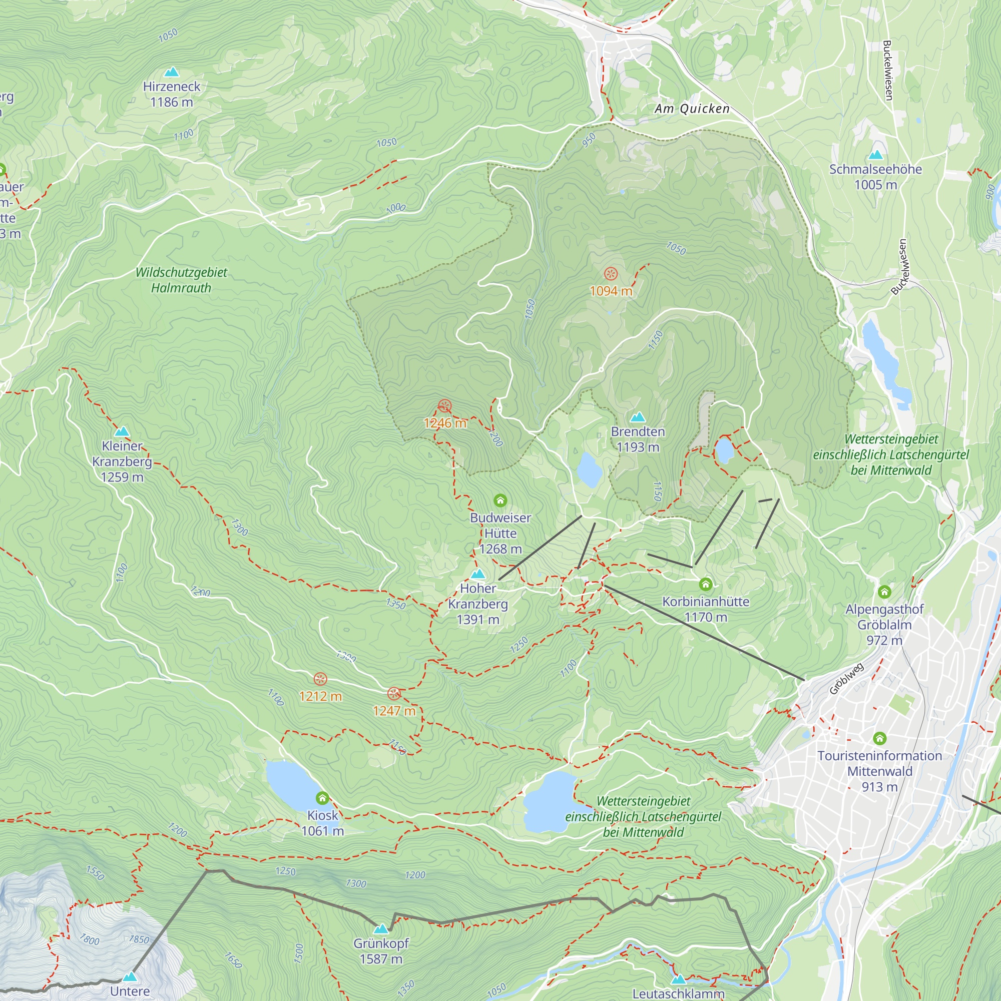 Budweiser Hütte map