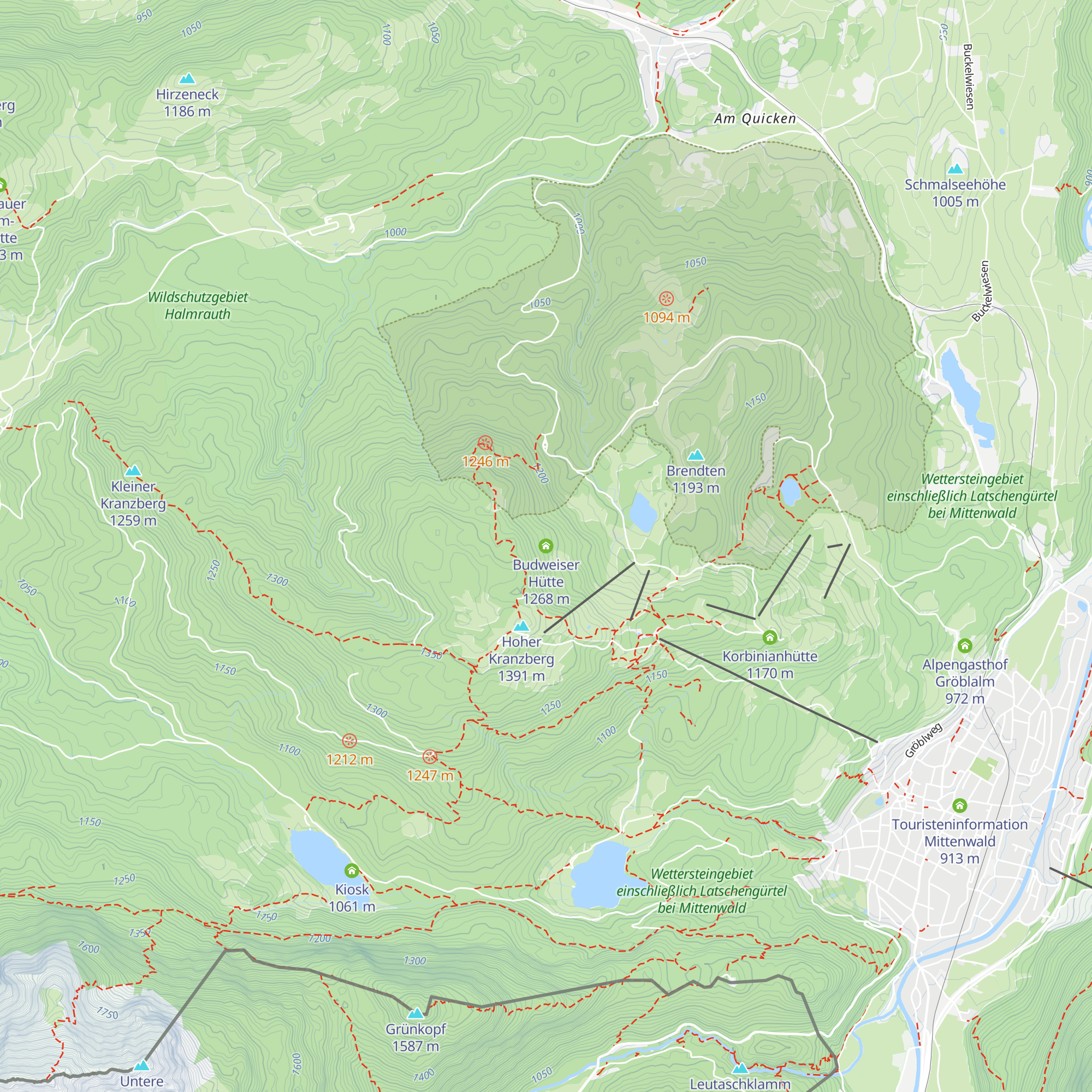 Budweiser Hütte map