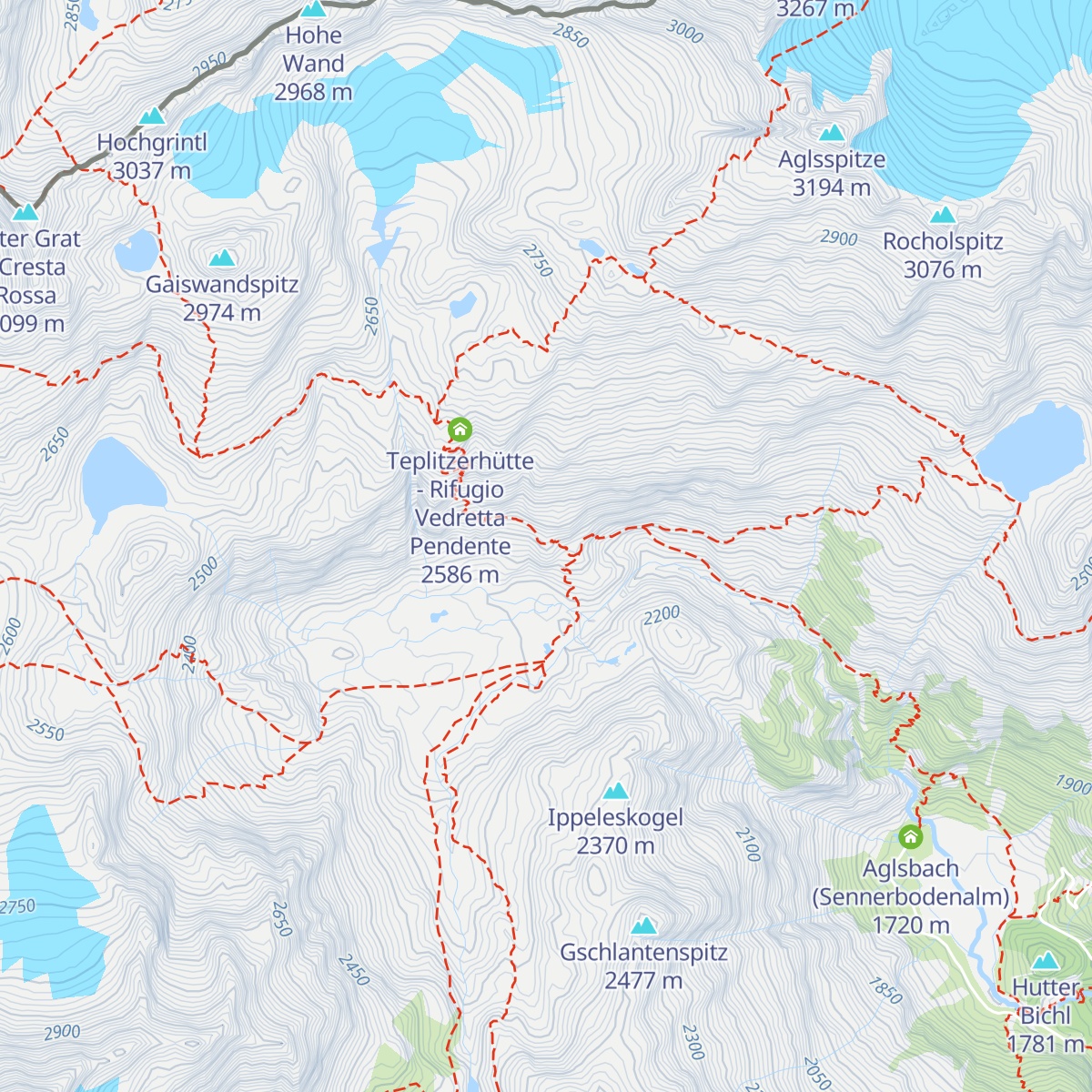Grohmannhütte - Rifugio Vedretta Piana map