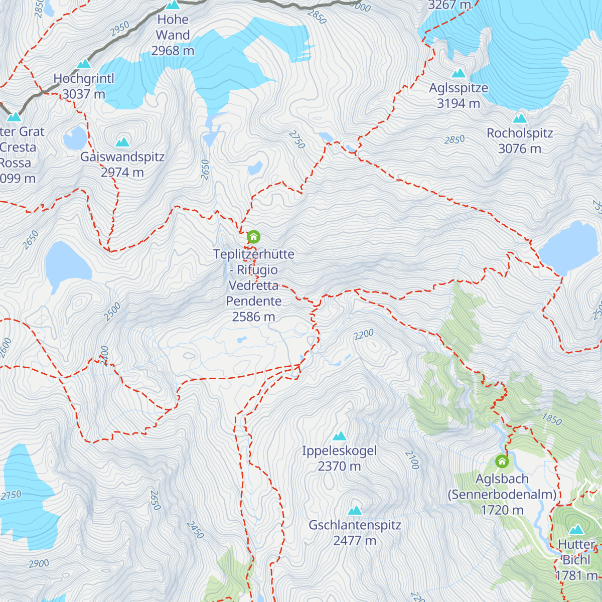 Grohmannhütte - Rifugio Vedretta Piana map
