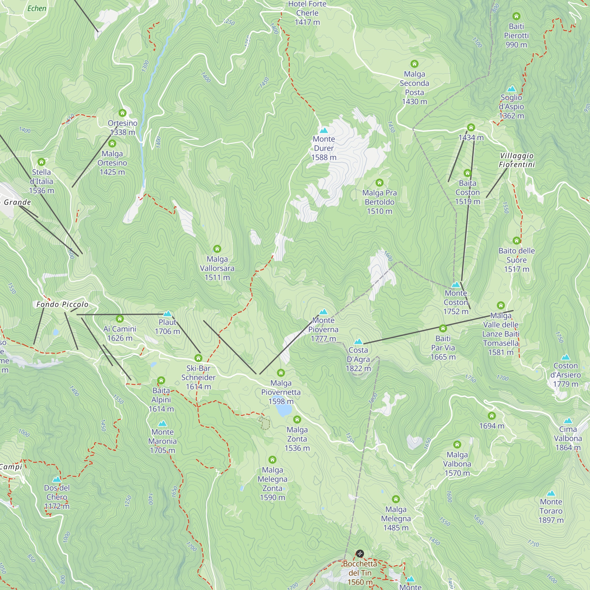 Malga Pioverna alta map