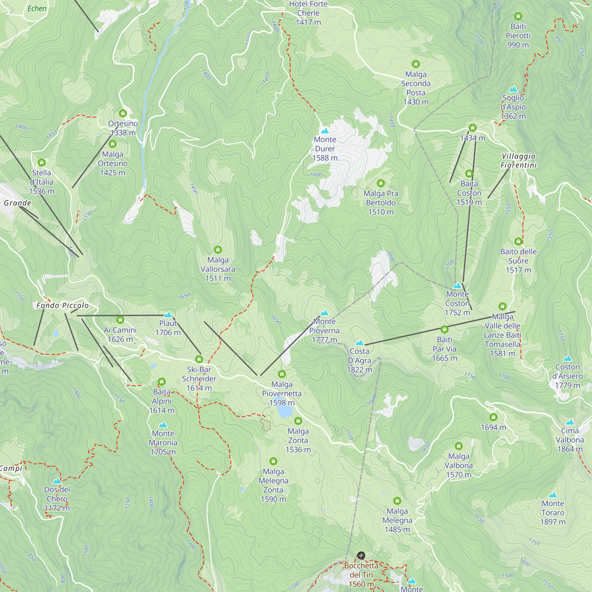 Malga Pioverna alta map