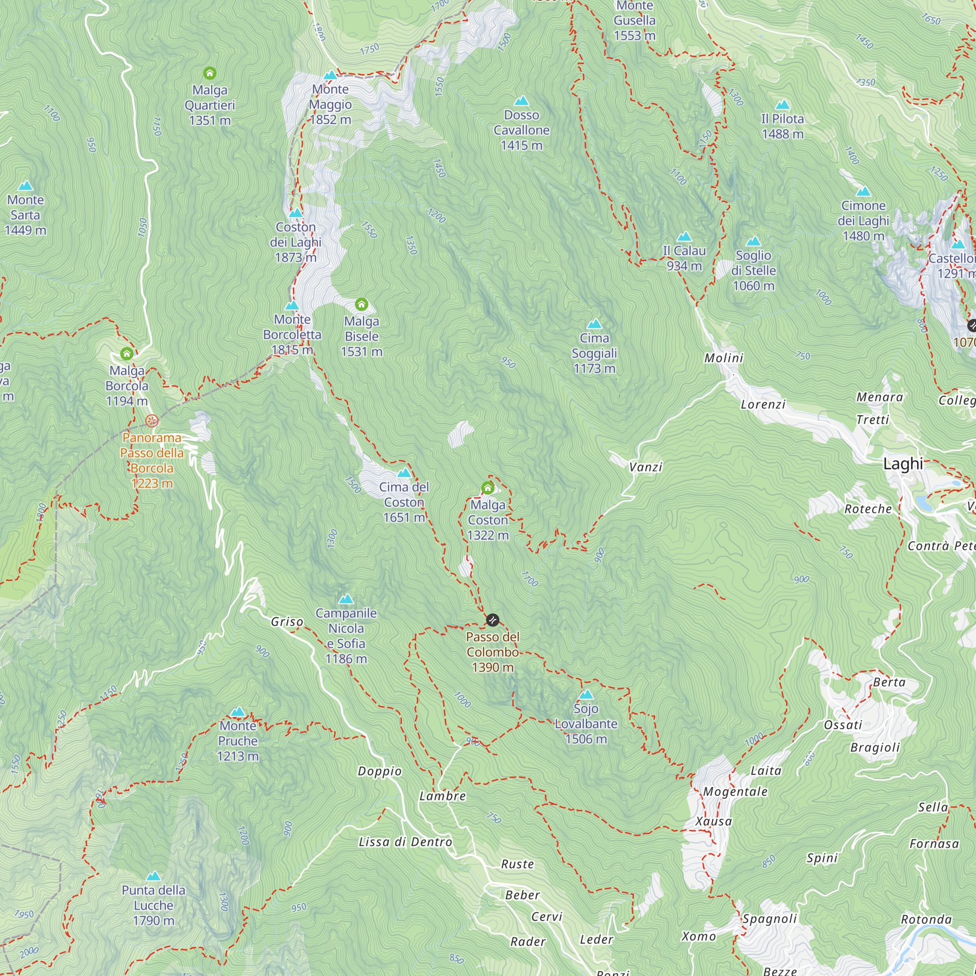 Malga Coston map