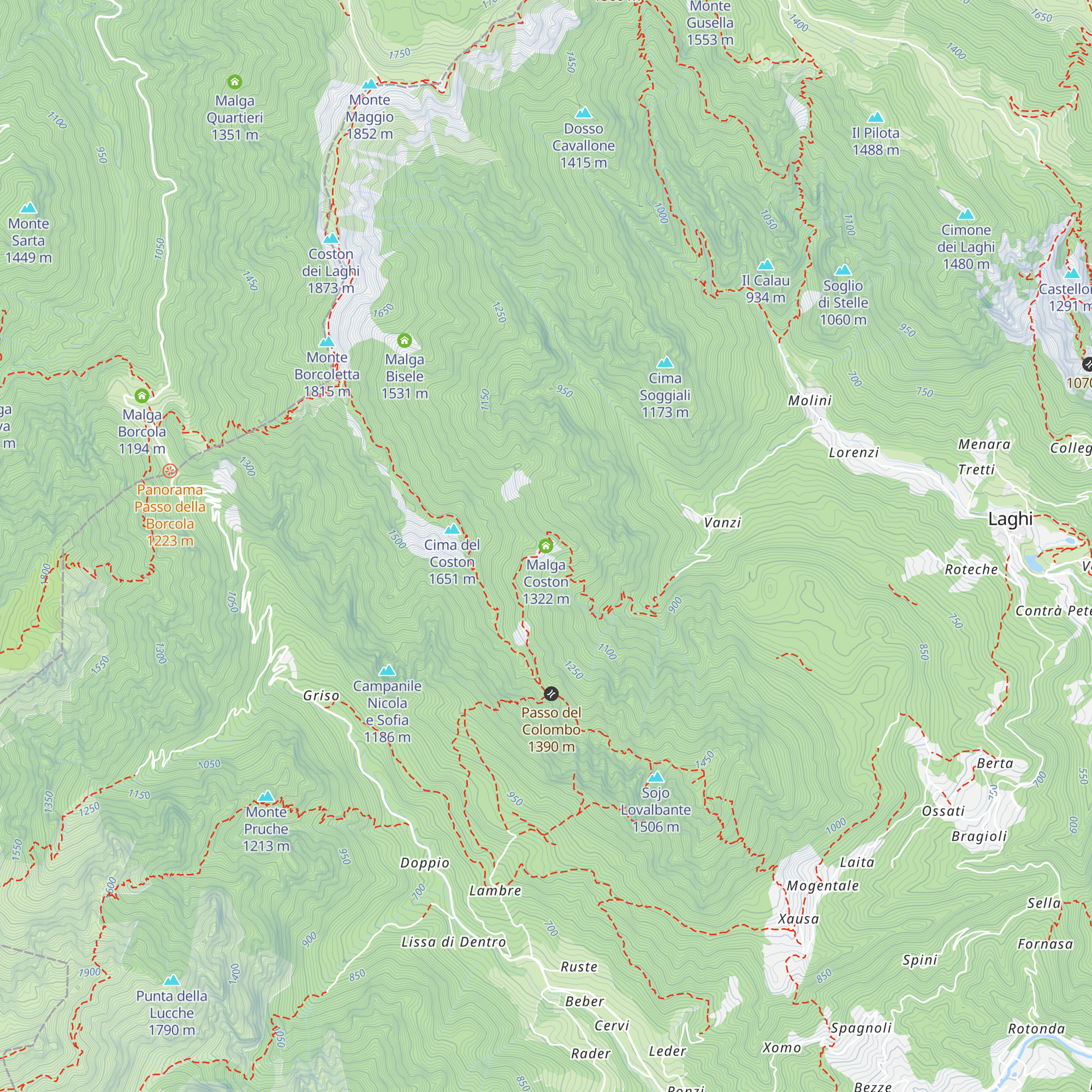Malga Coston map