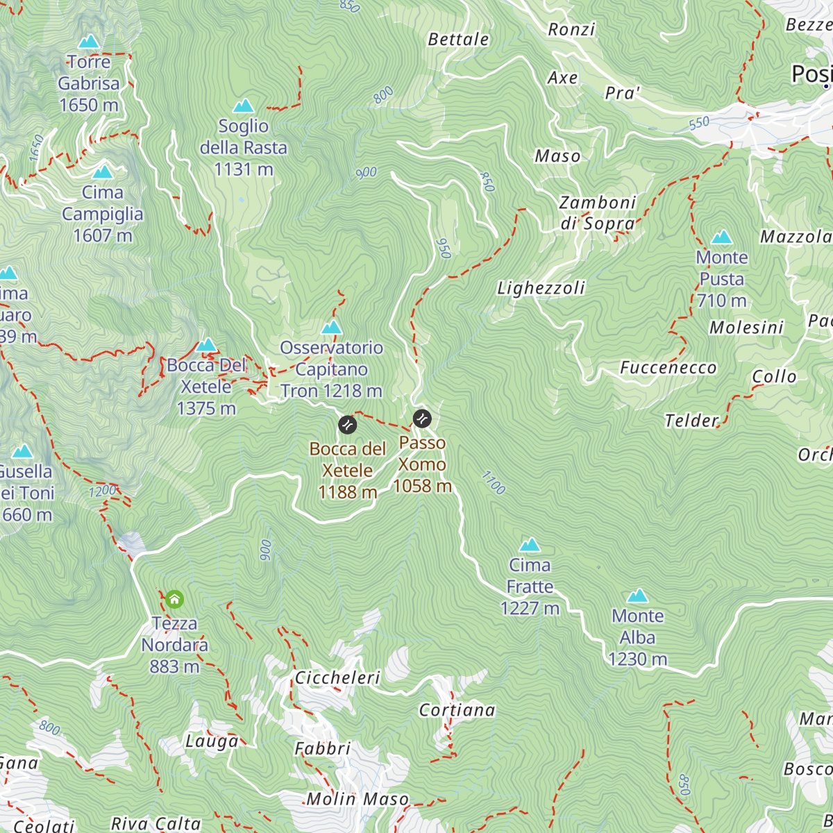 Rifugio Passo Xomo map