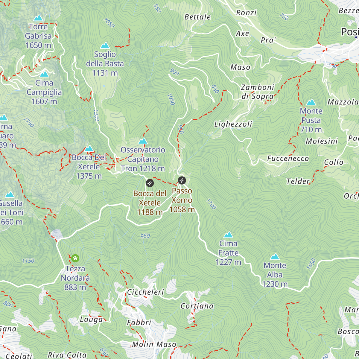 Rifugio Passo Xomo map