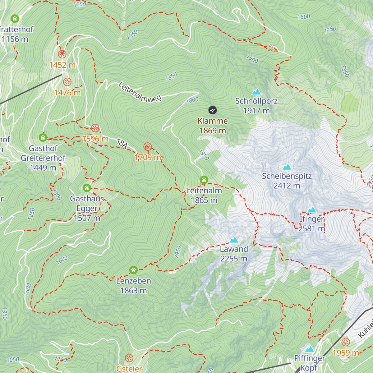 Ifinger Hütte - Rifugio Ivigna map