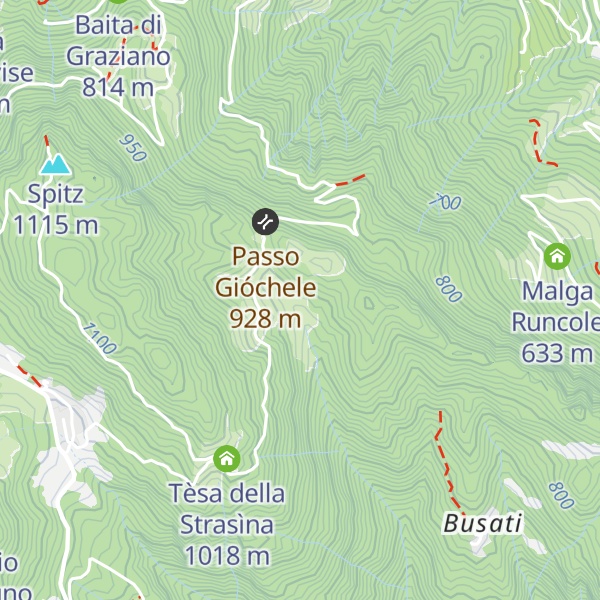 Map of Tèse del Gióchele