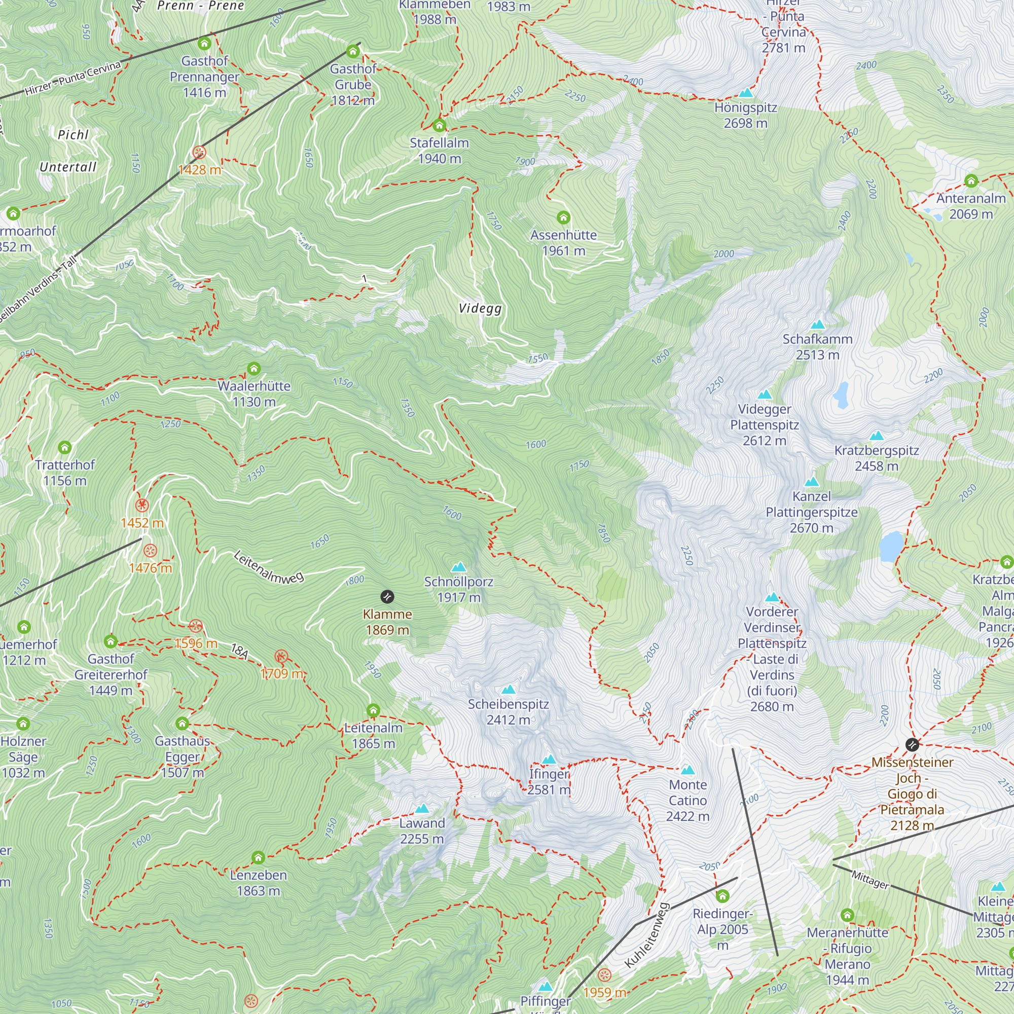 Streitweider Alm - Malga Streitweider (della Lite) map