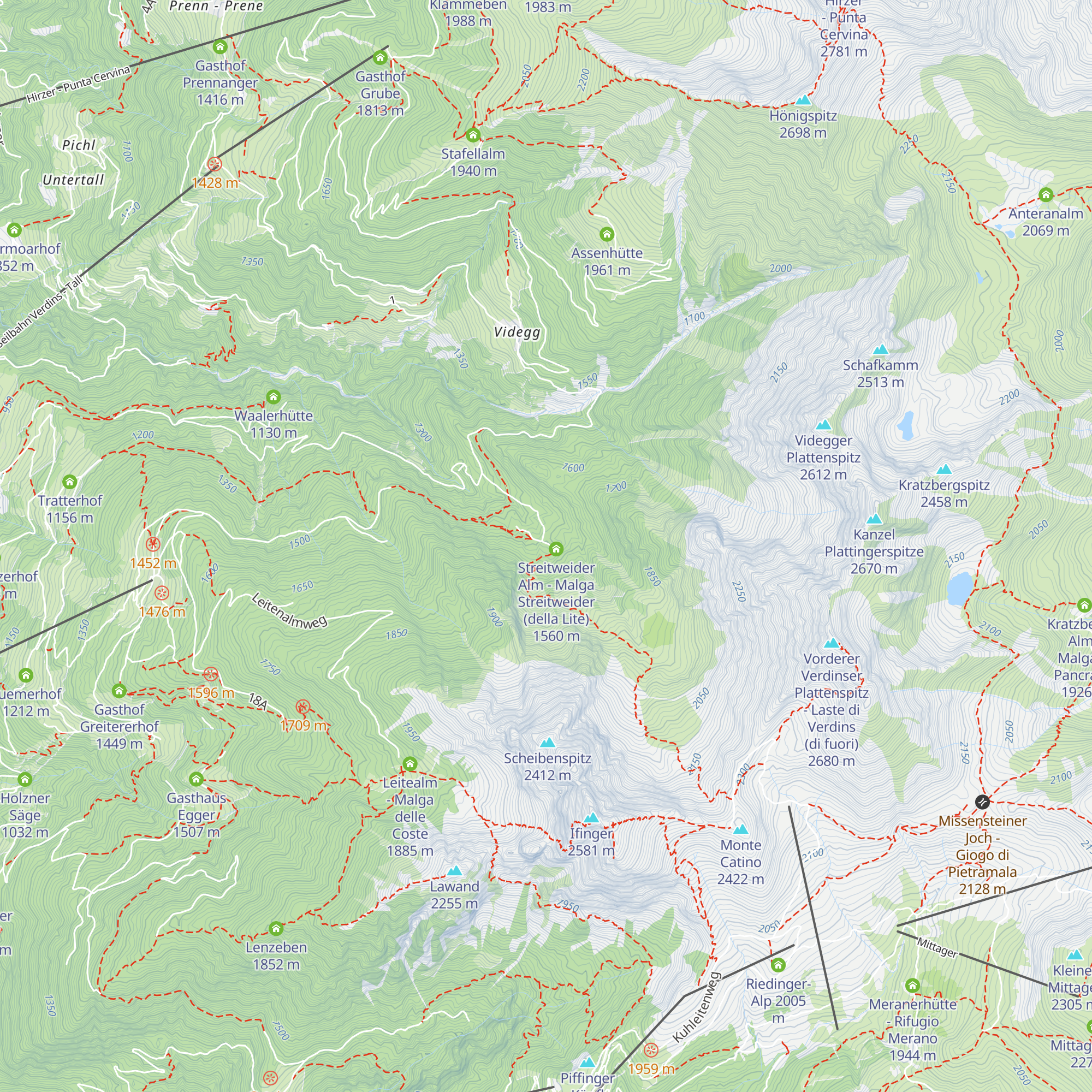 Streitweider Alm - Malga Streitweider (della Lite) map