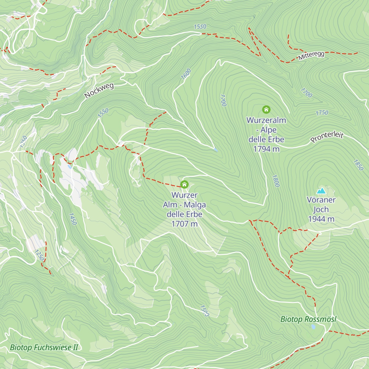 Wurzer Alm - Malga delle Erbe map