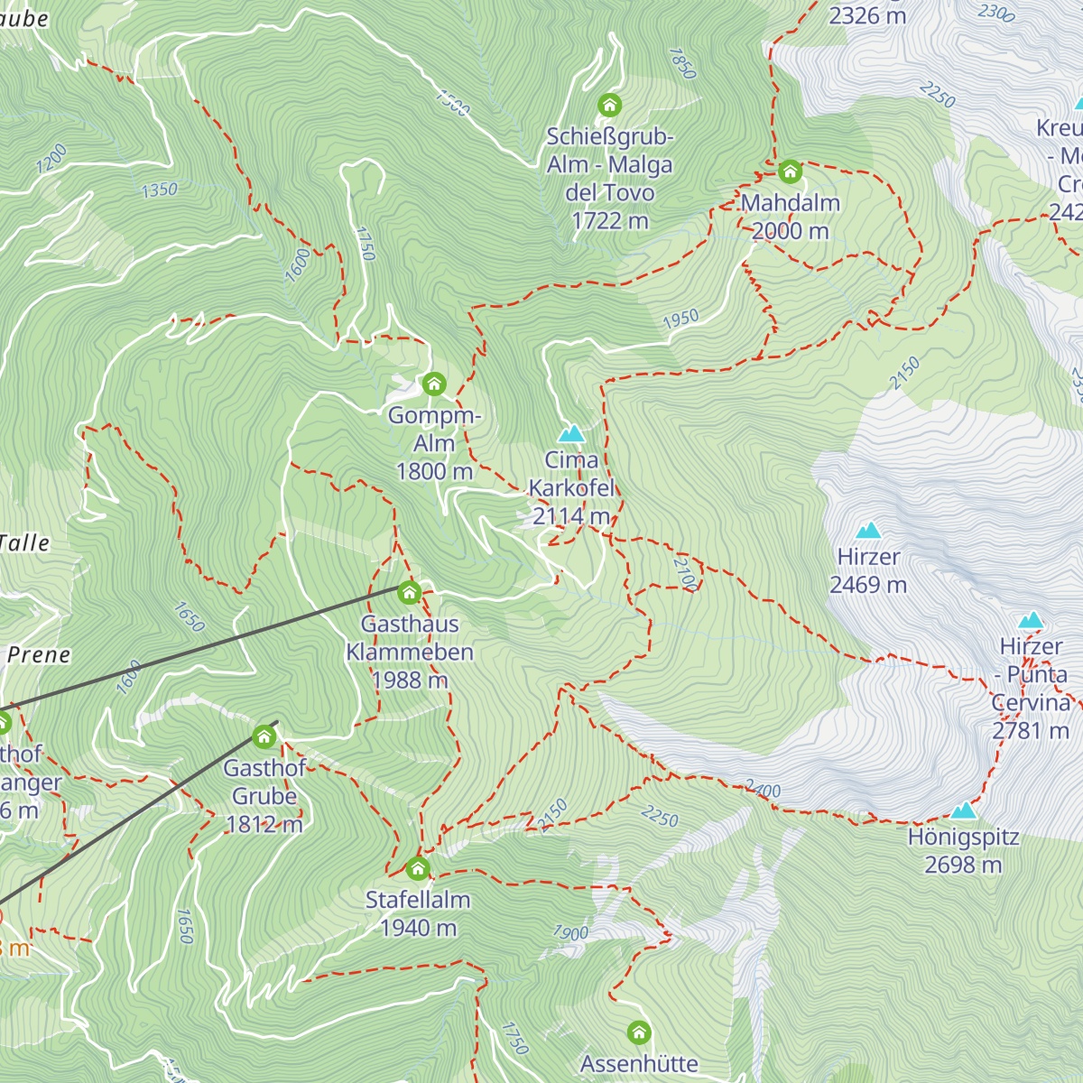 Hirzer Hütte Tallner Alm map