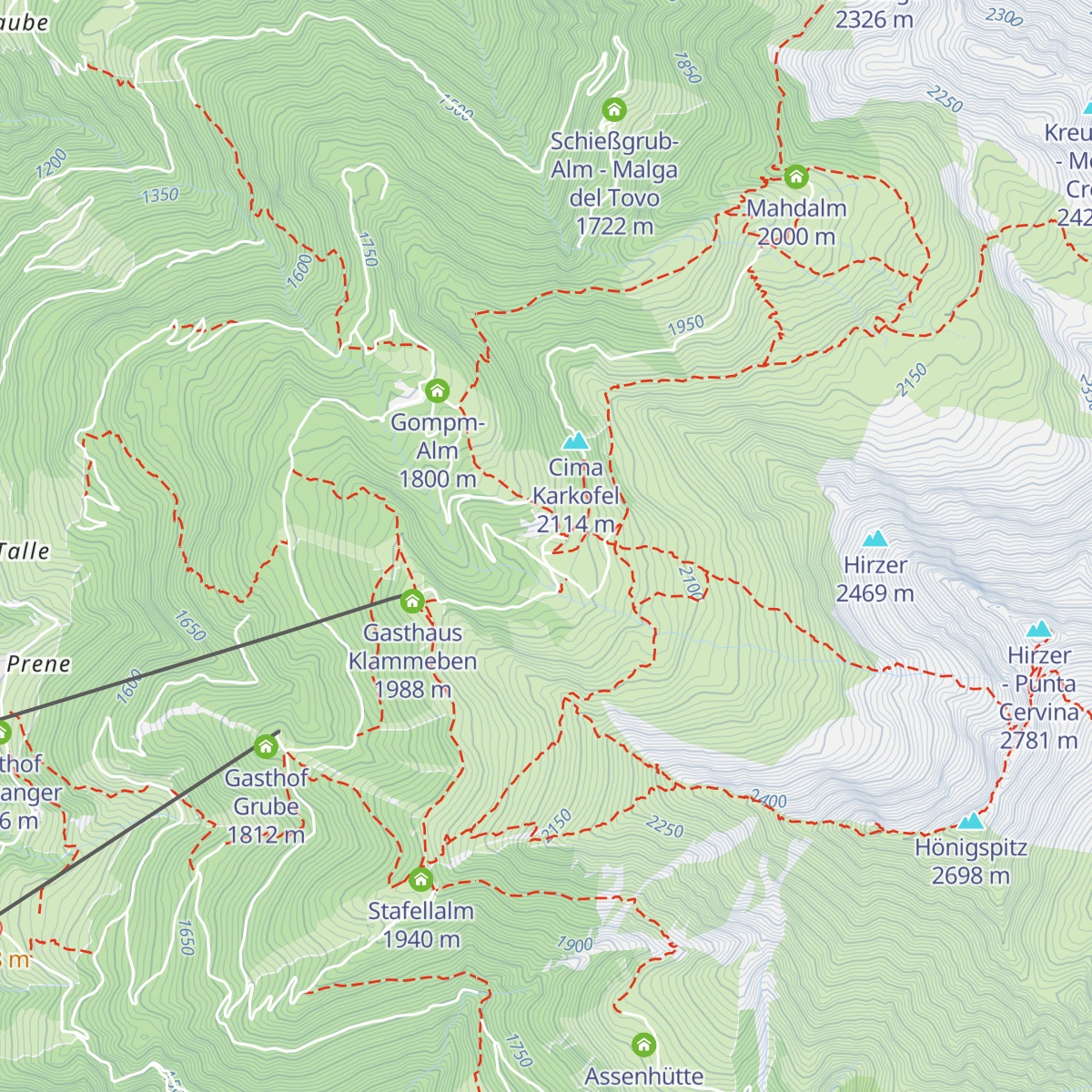 Hirzer Hütte map