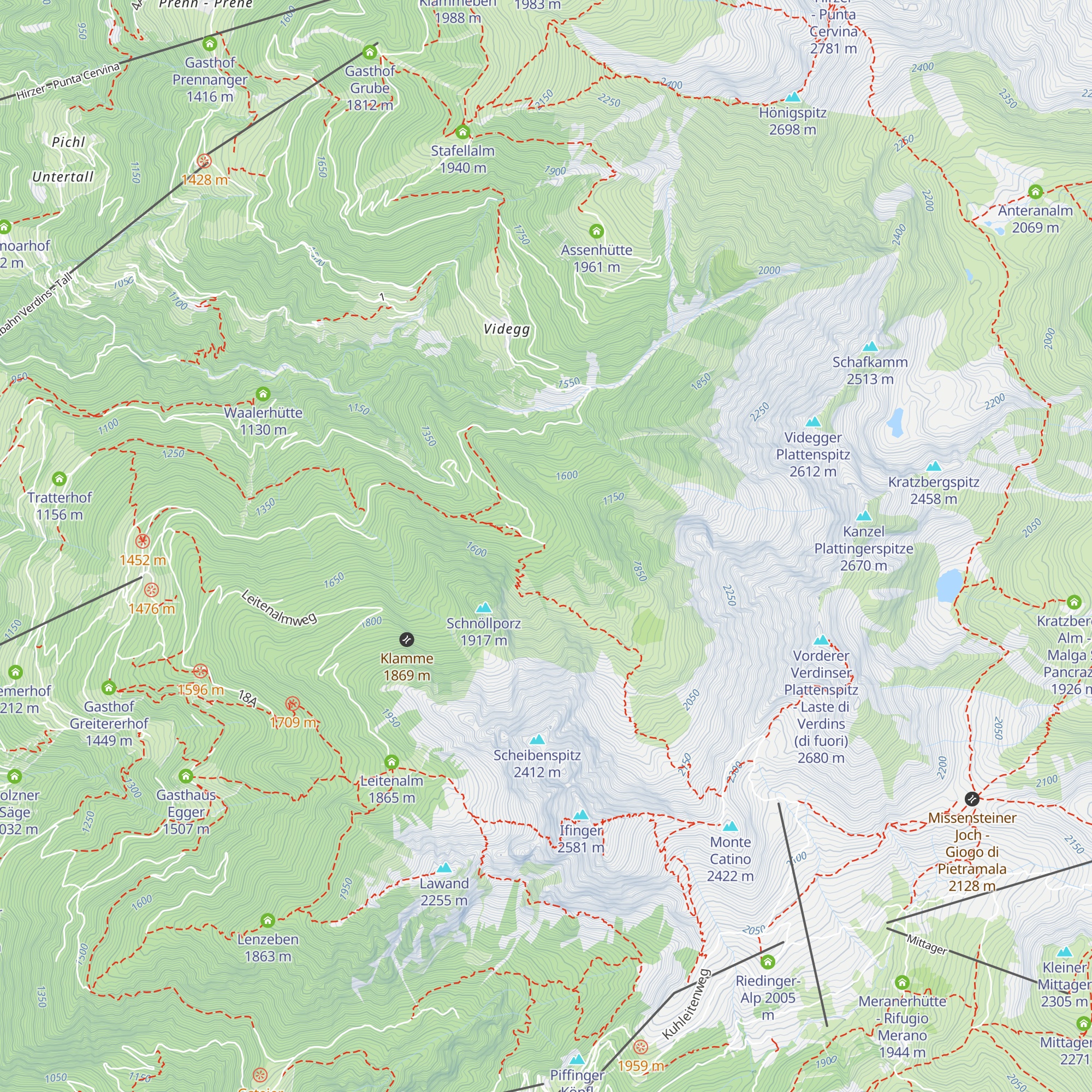 Streitweider Alm - Malga Streitweider (della Lite) map