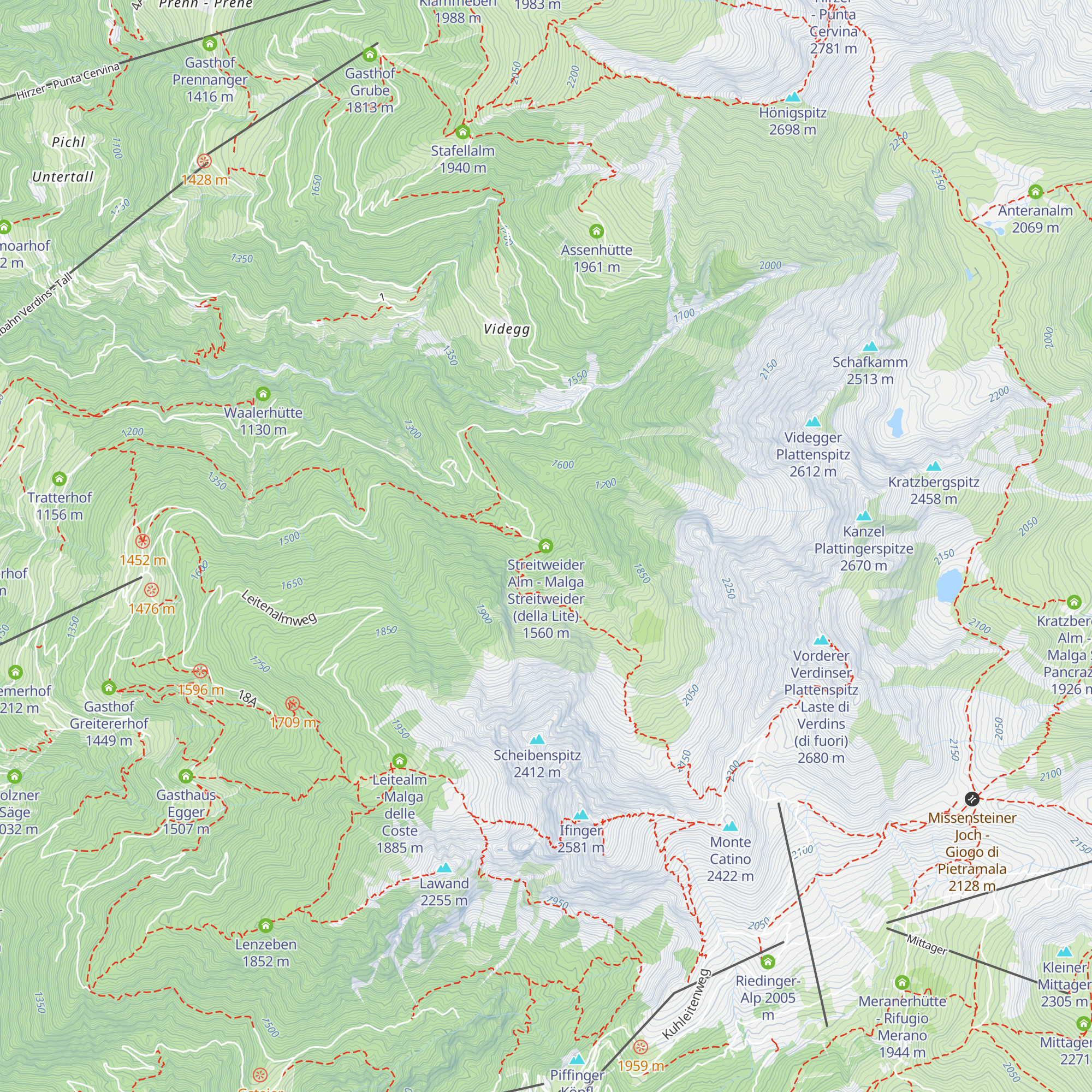 Streitweider Alm - Malga Streitweider (della Lite) map