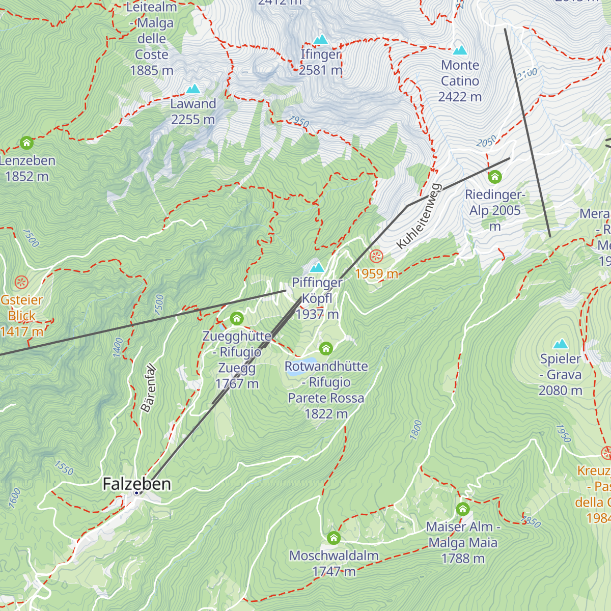 Piffinger Köpfl map