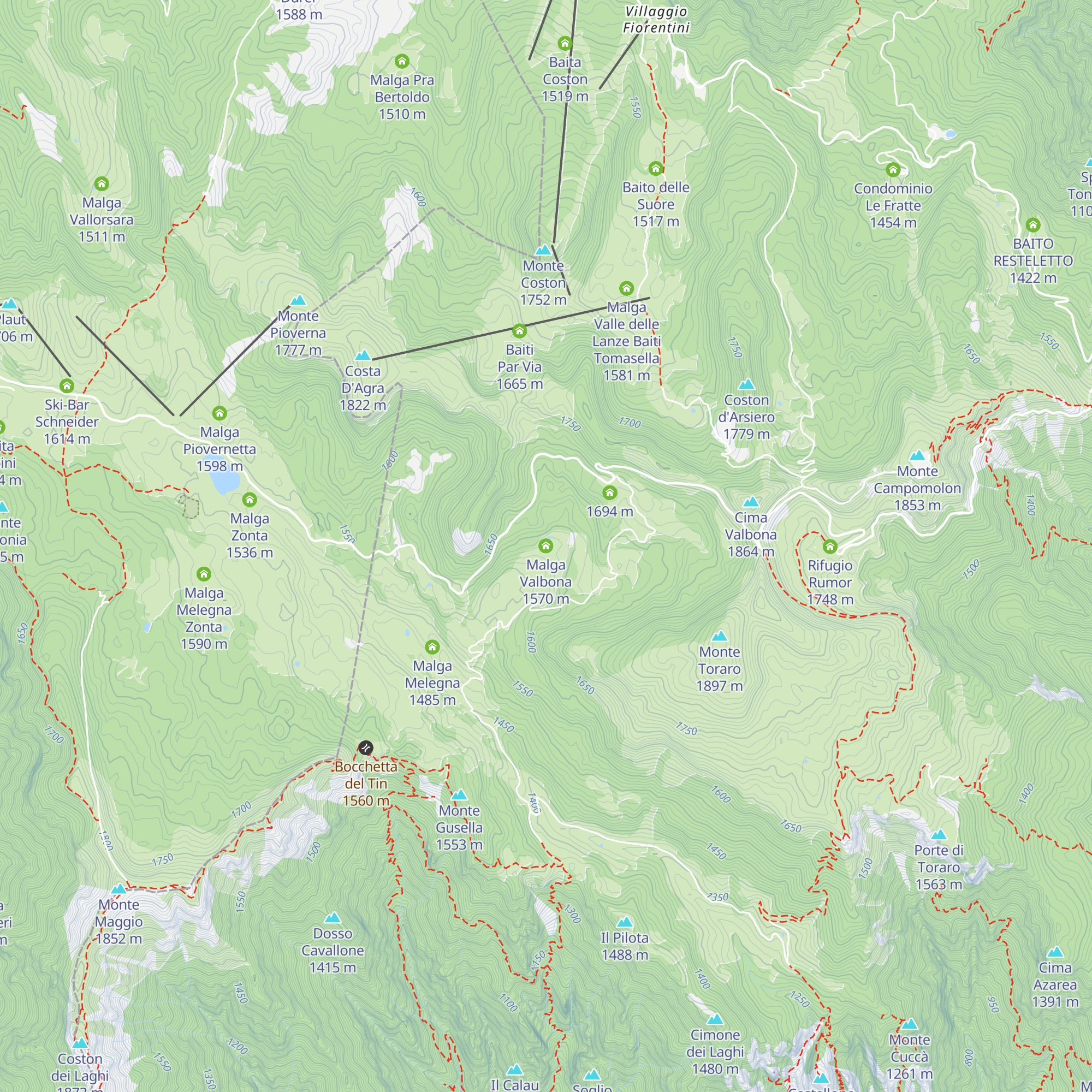 Malga Valbona map