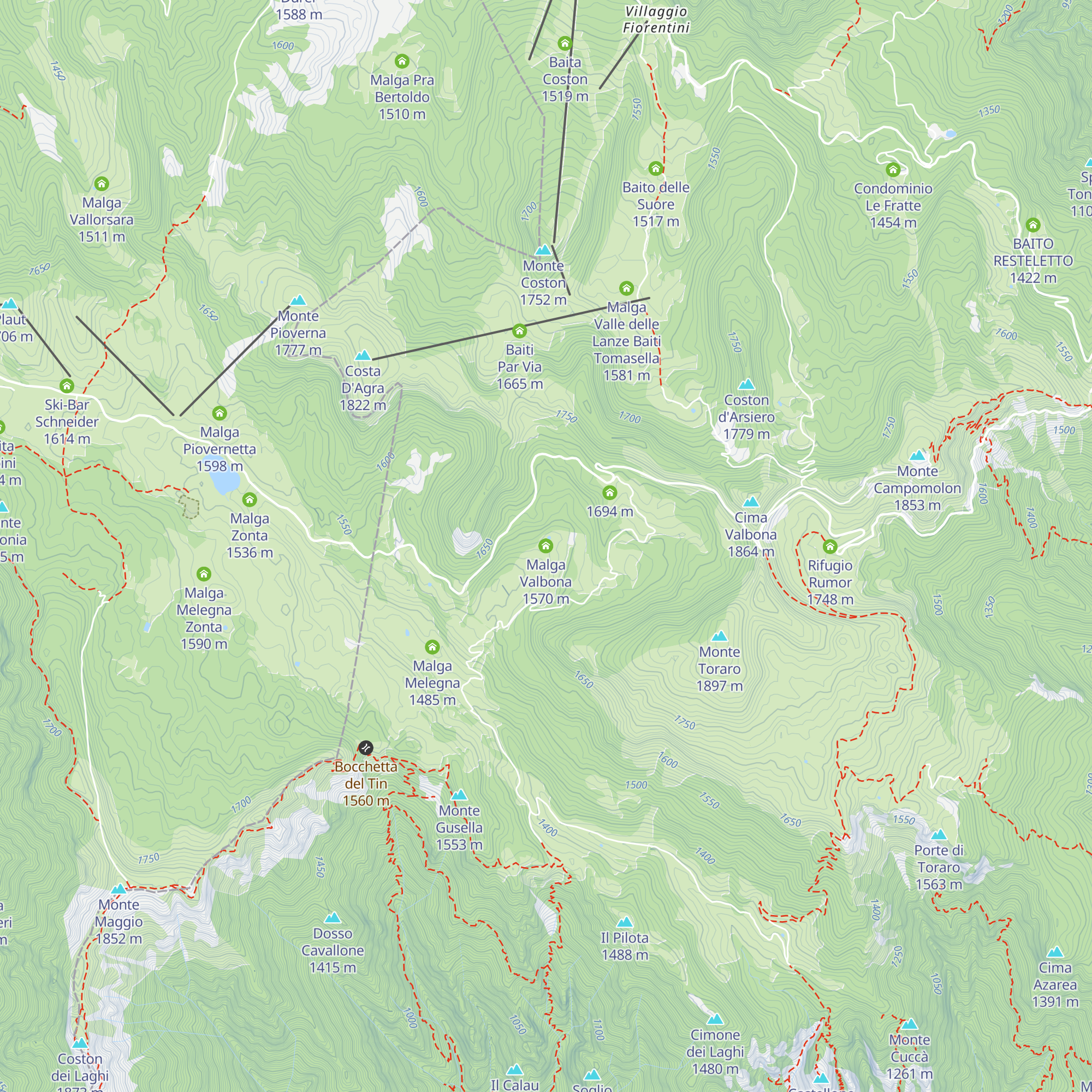 Malga Valbona map