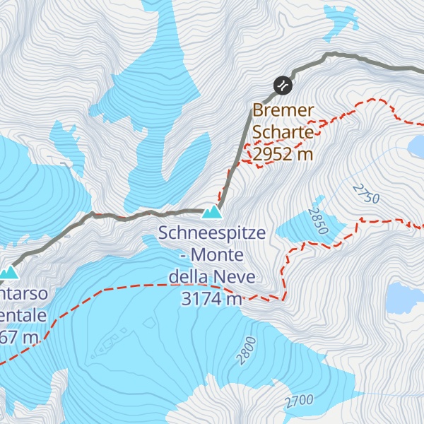 Map of Schneespitze - Monte della Neve