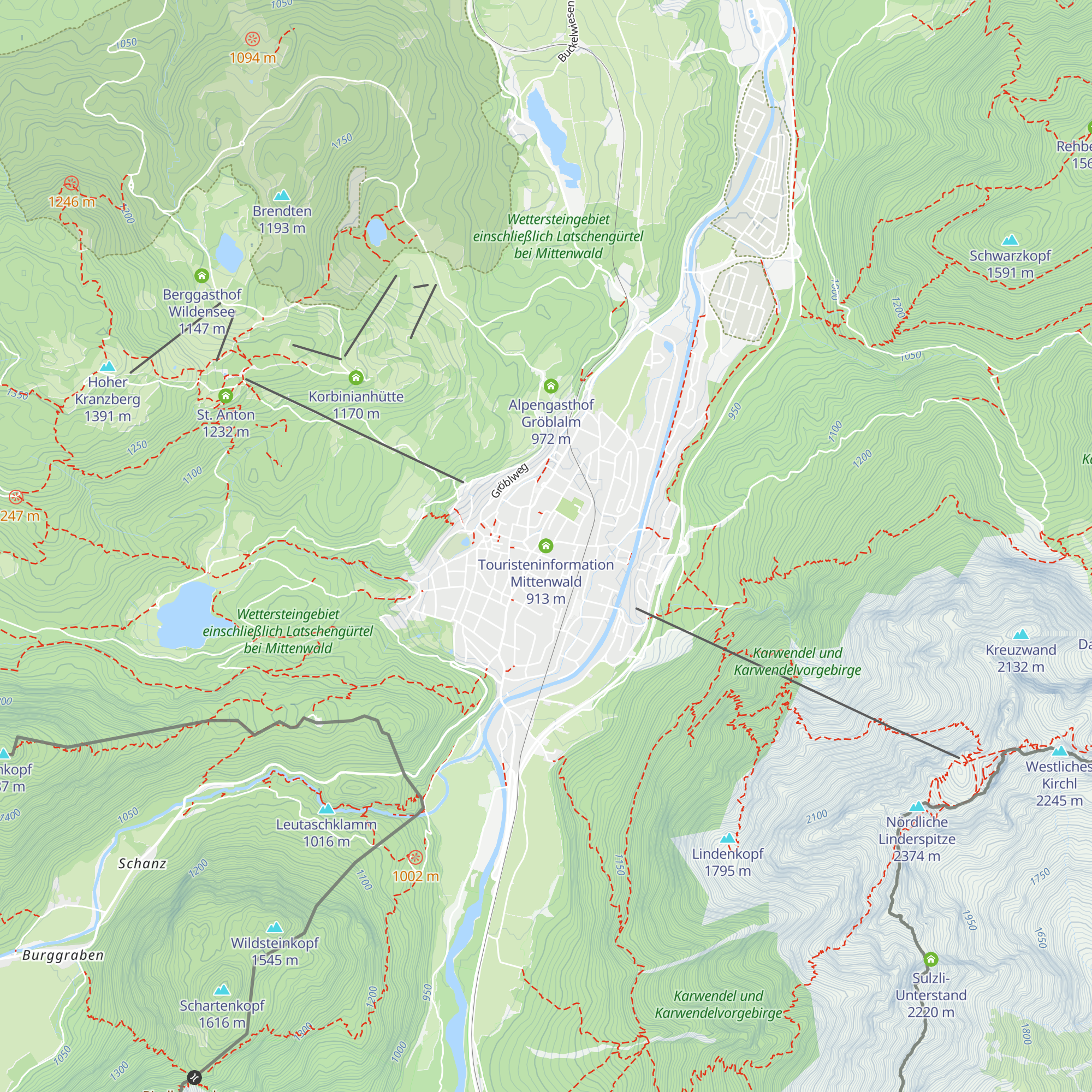 Touristeninformation Mittenwald map