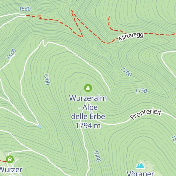 Map of Wurzeralm - Alpe delle Erbe
