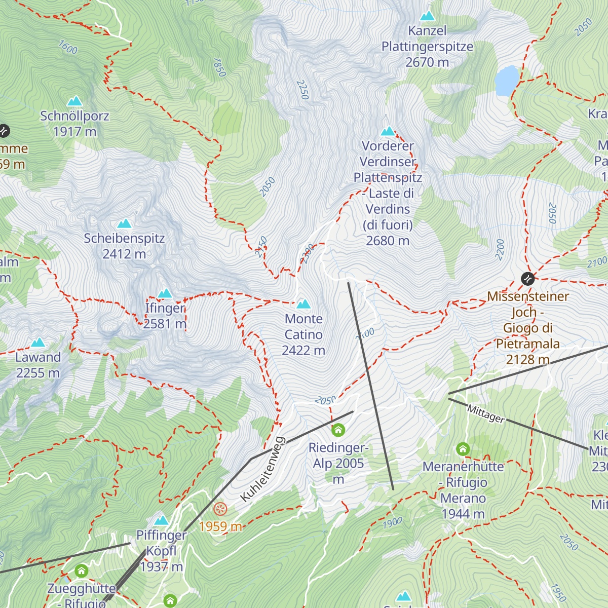 Kuhleitenhütte - Rifugio Kuhleiten map