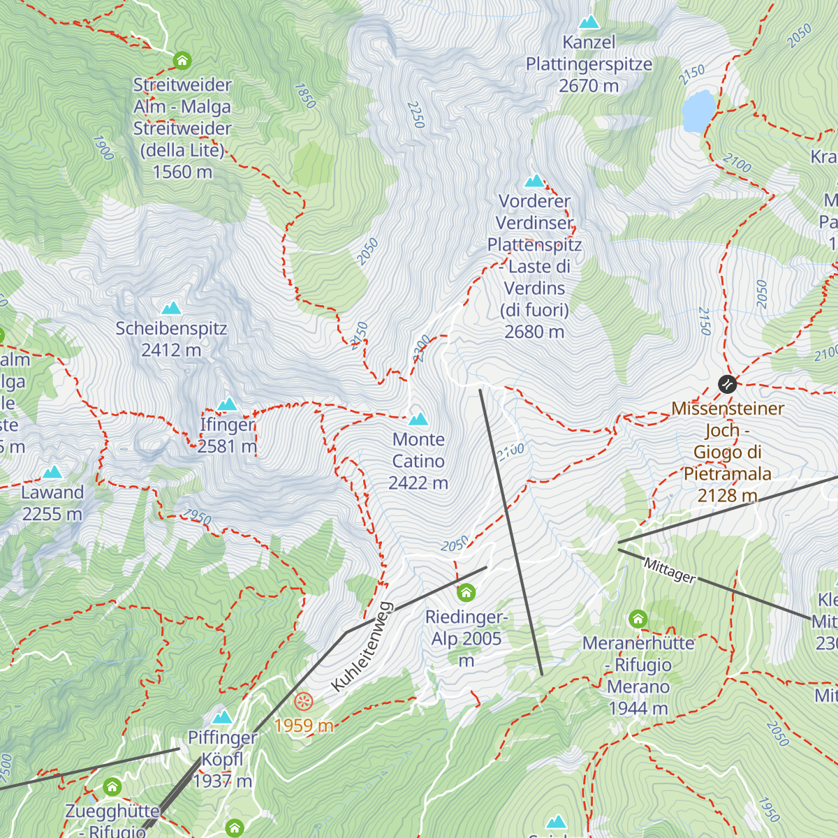 Kuhleitenhütte - Rifugio Kuhleiten map