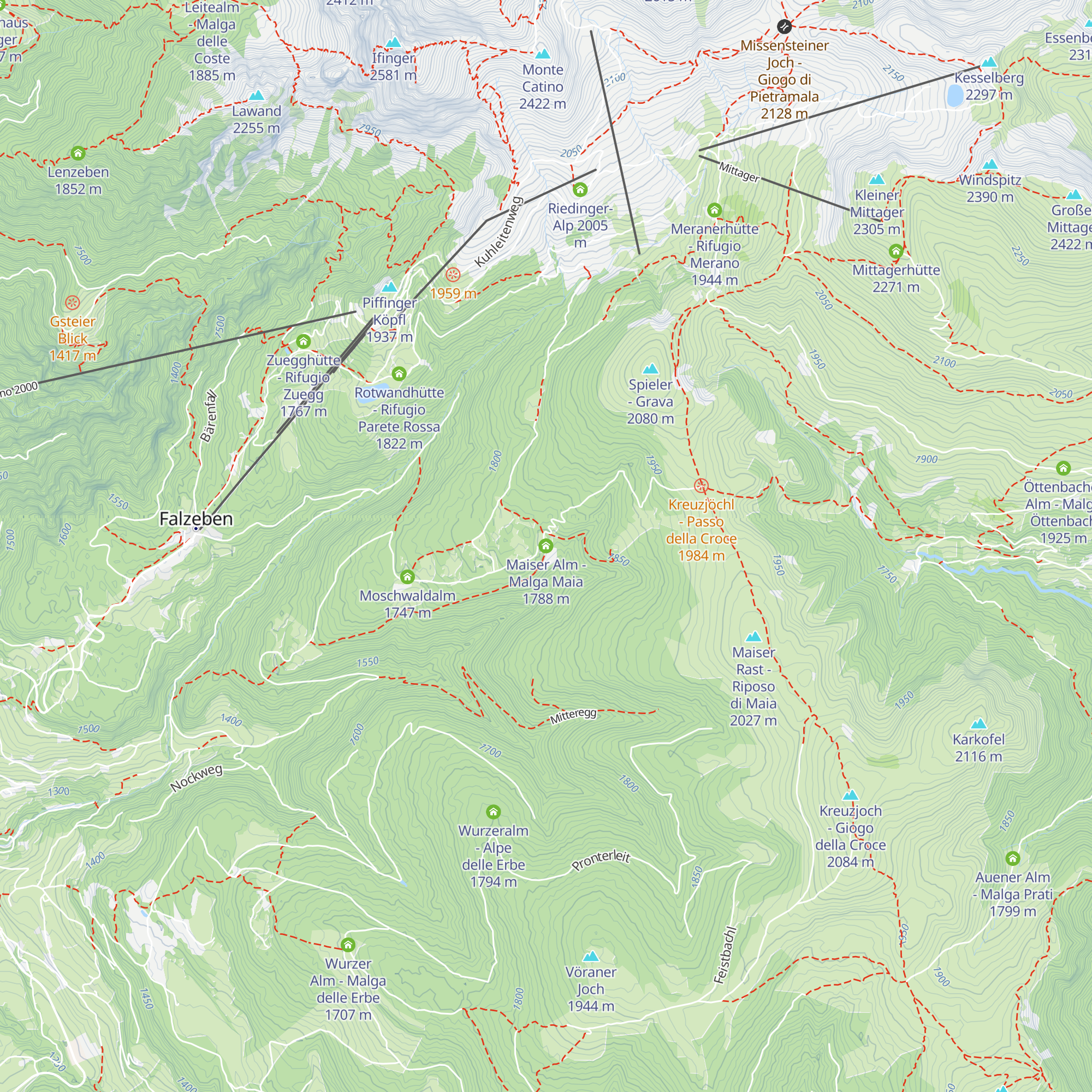 Maiser Alm - Malga Maia map