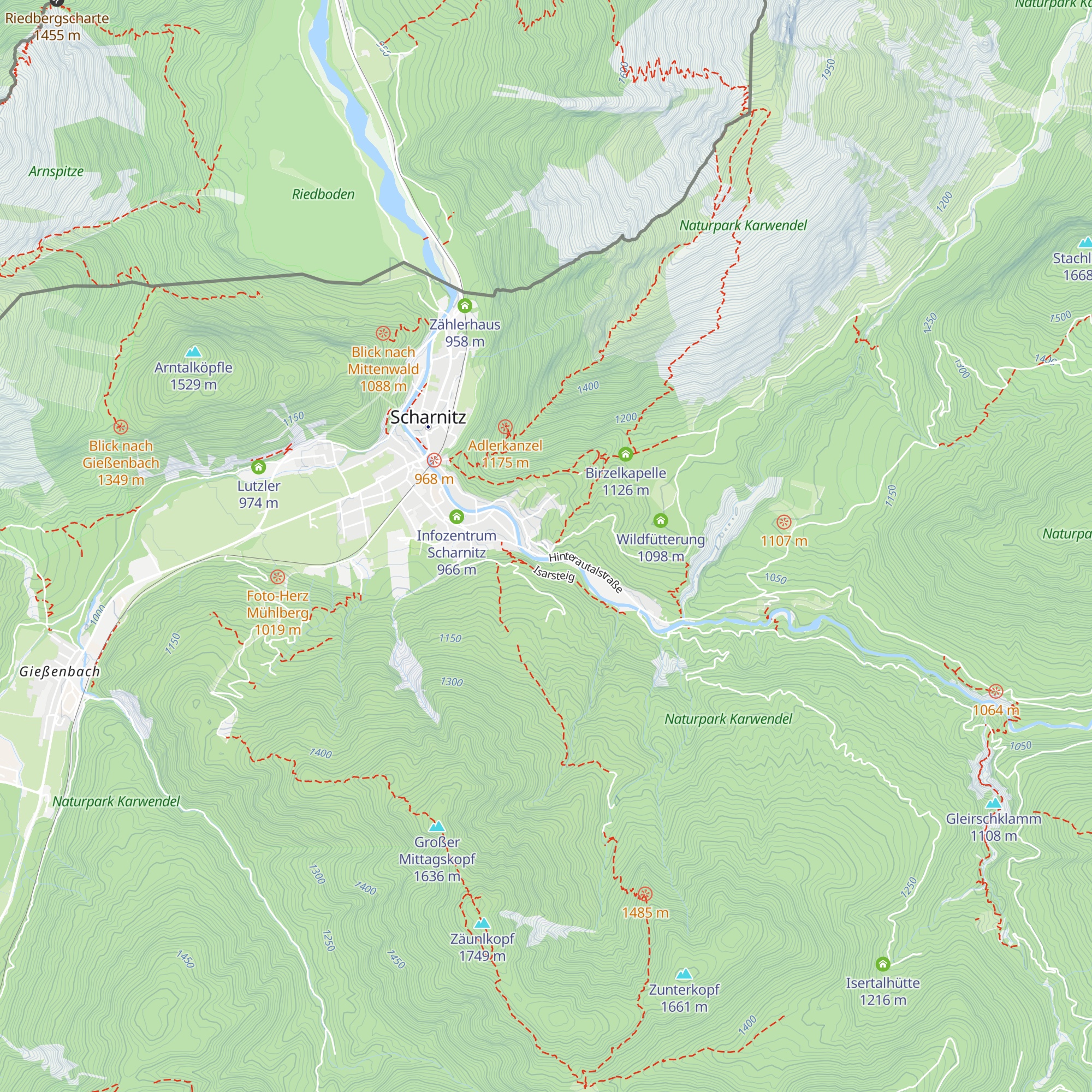 Alpechalets Goldener Hirsch - Karwendelhütte map