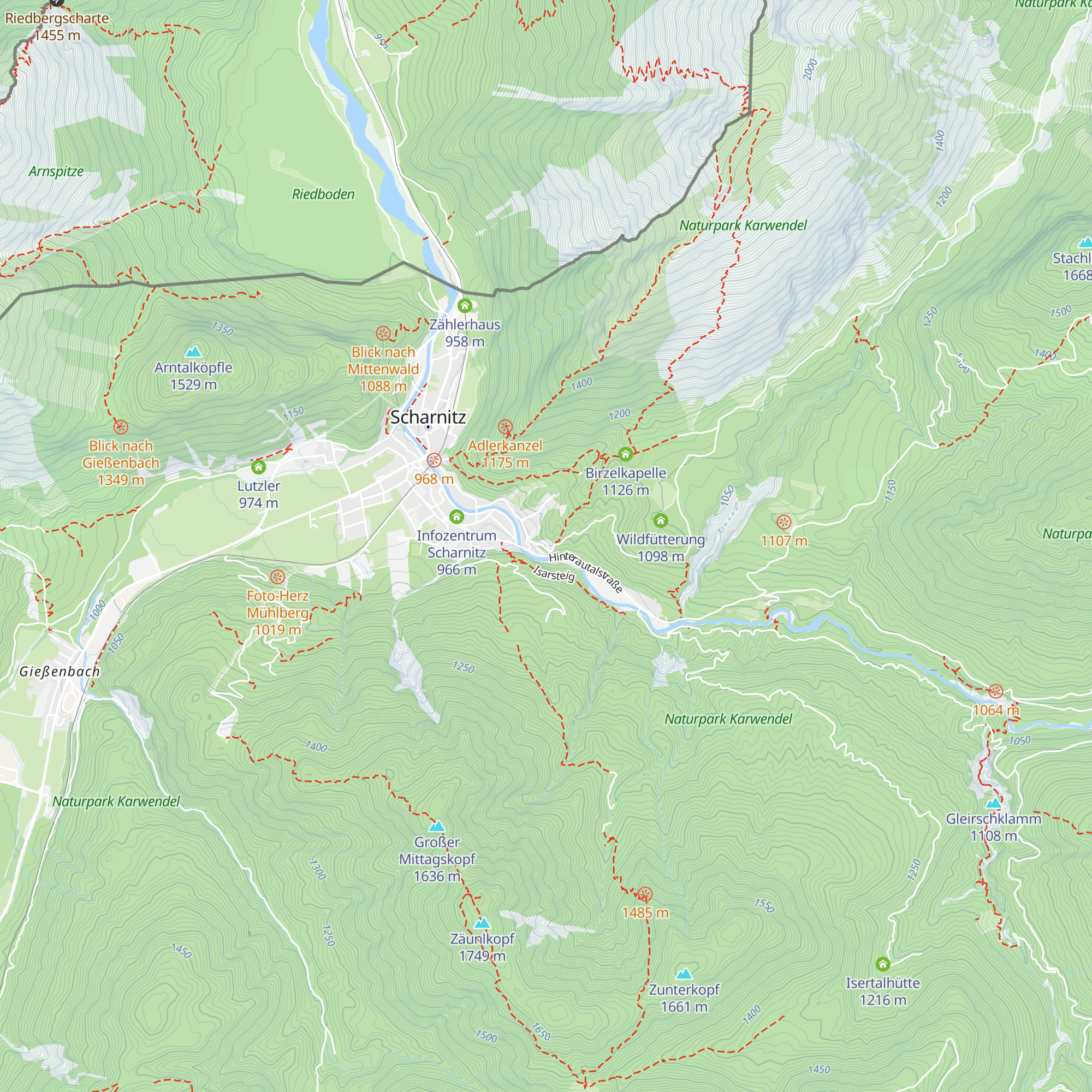 Alpechalets Goldener Hirsch - Karwendelhütte map