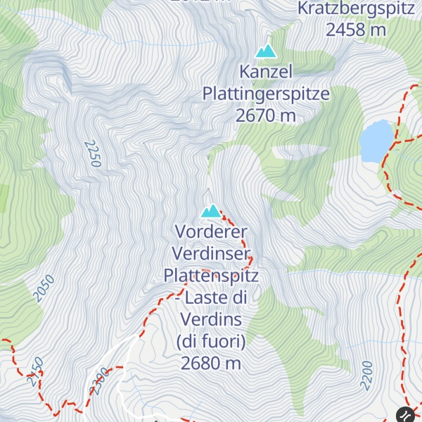Map of Vorderer Verdinser Plattenspitz - Laste di Verdins (di fuori)