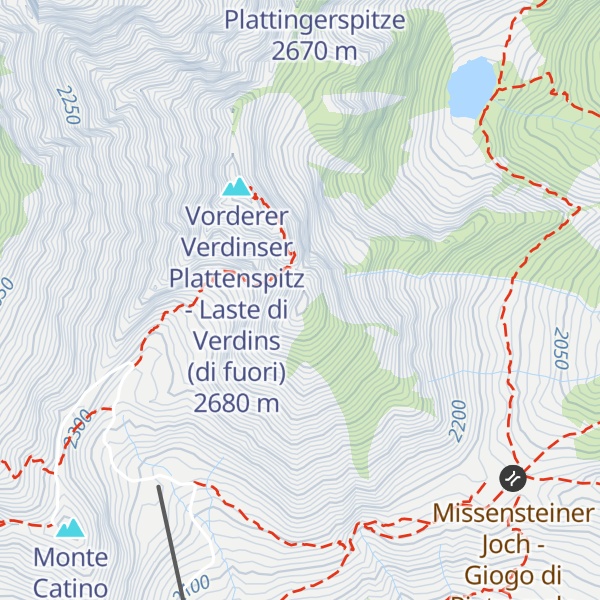 Map of Plattinger - Punta delle Laste